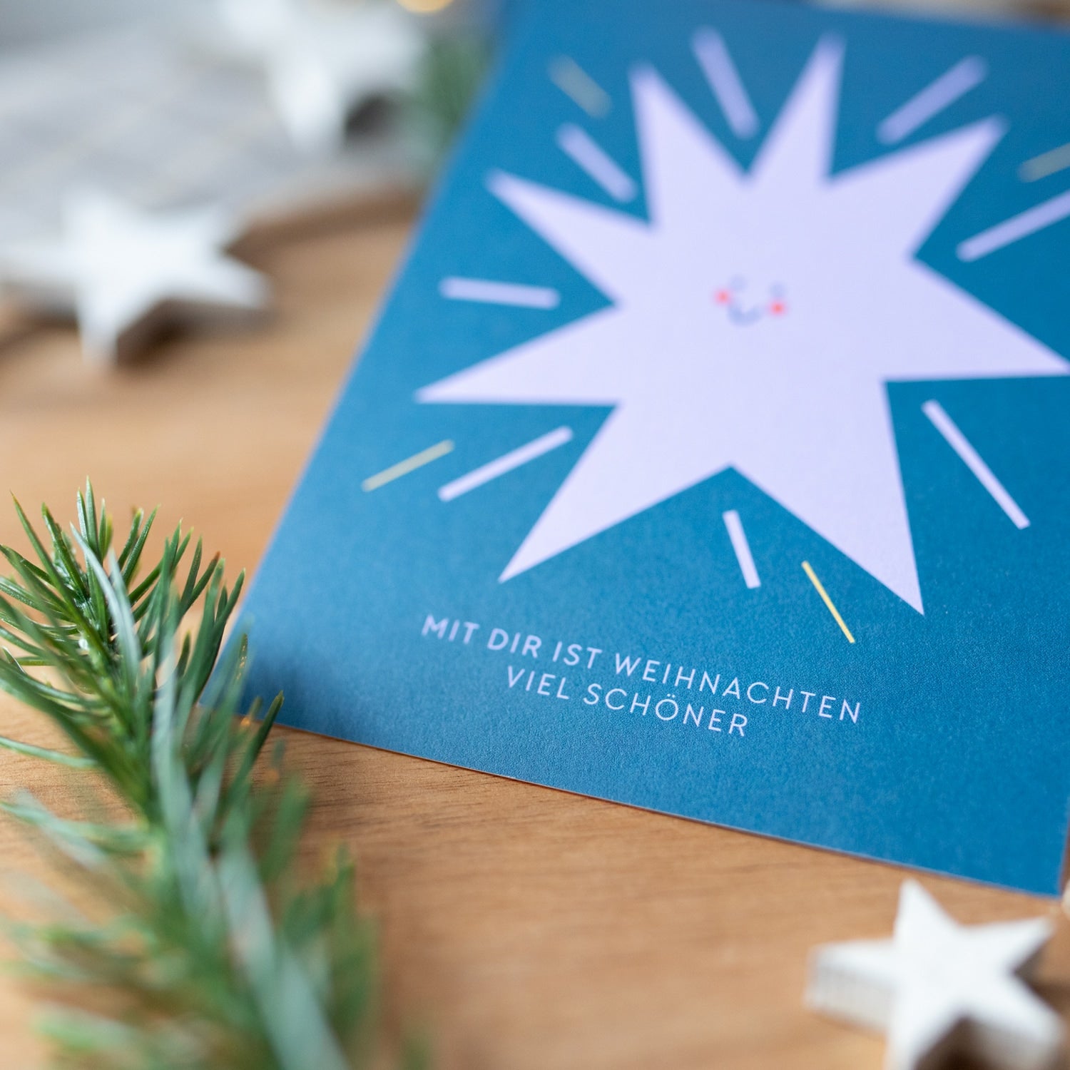 Postkarte „Mit dir ist Weihnachten"