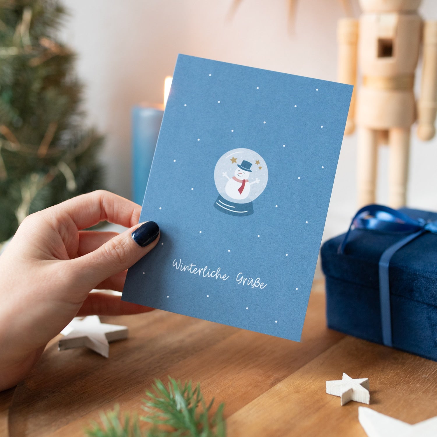 Postkarte „Winterliche Grüße" mit Gold