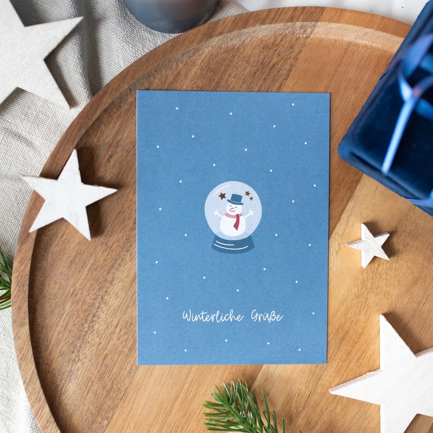 Postkarte „Winterliche Grüße" mit Gold