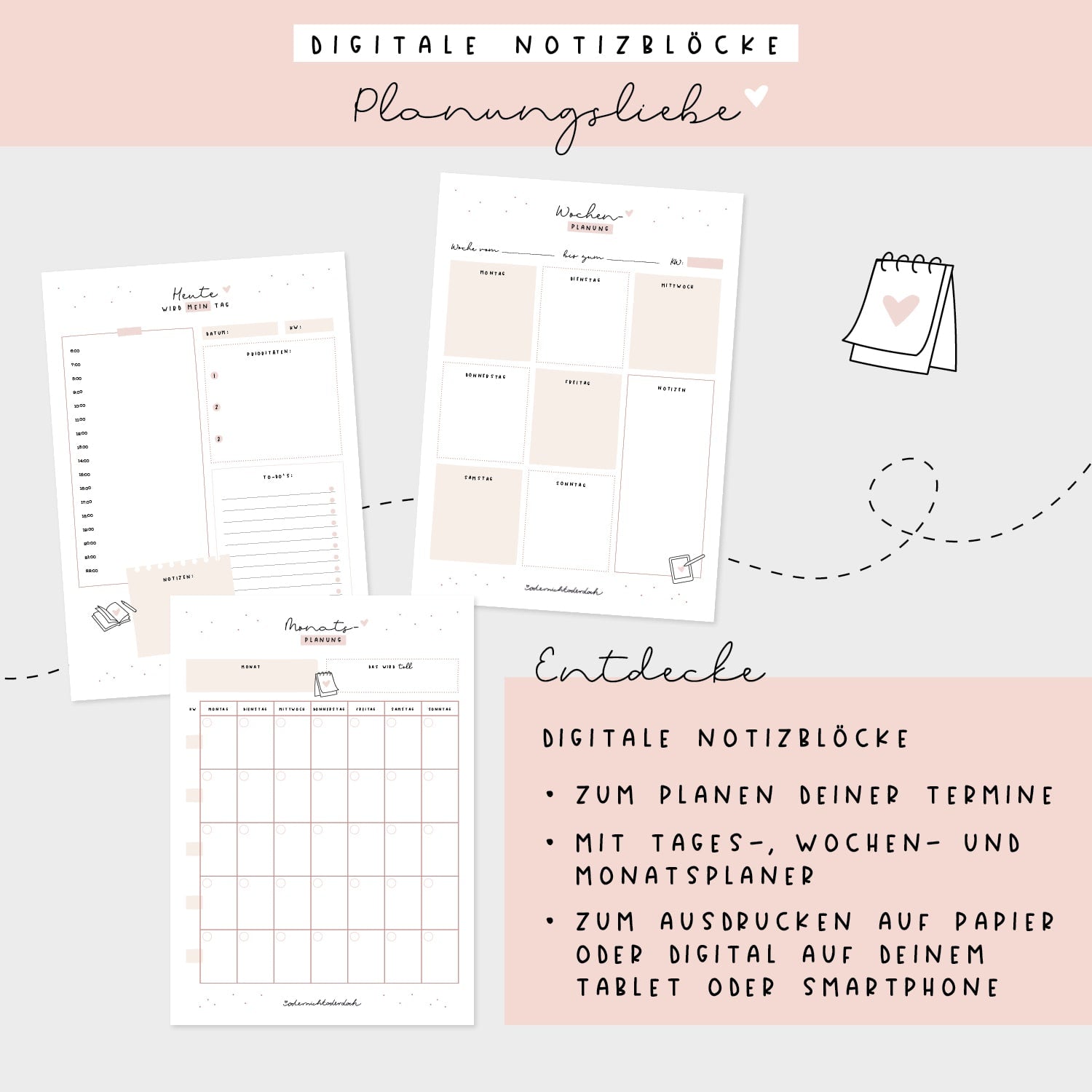 Digitale Notizblöcke „Planungsliebe"