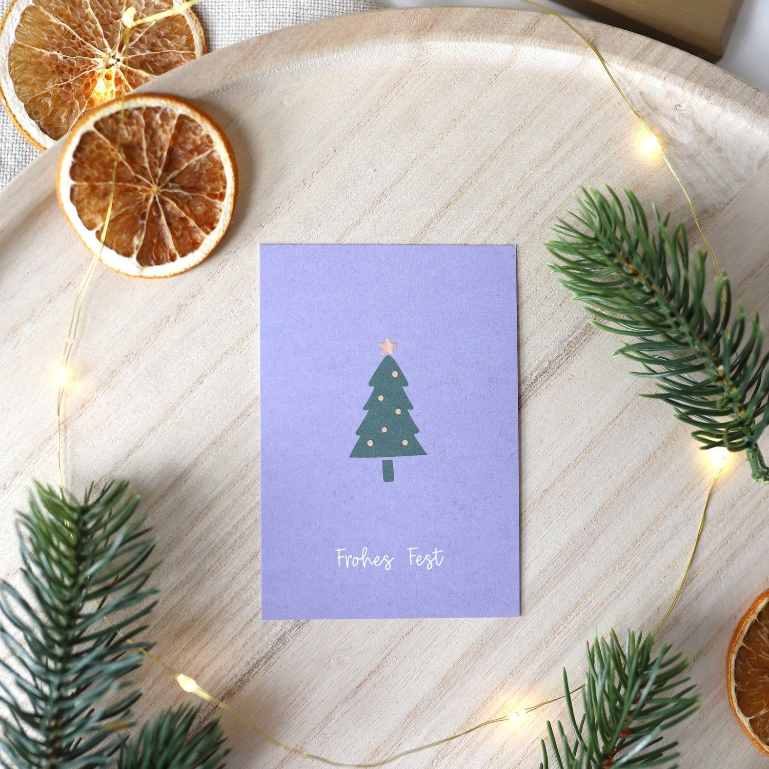 Karte A7 „Frohes Fest" mit Lack