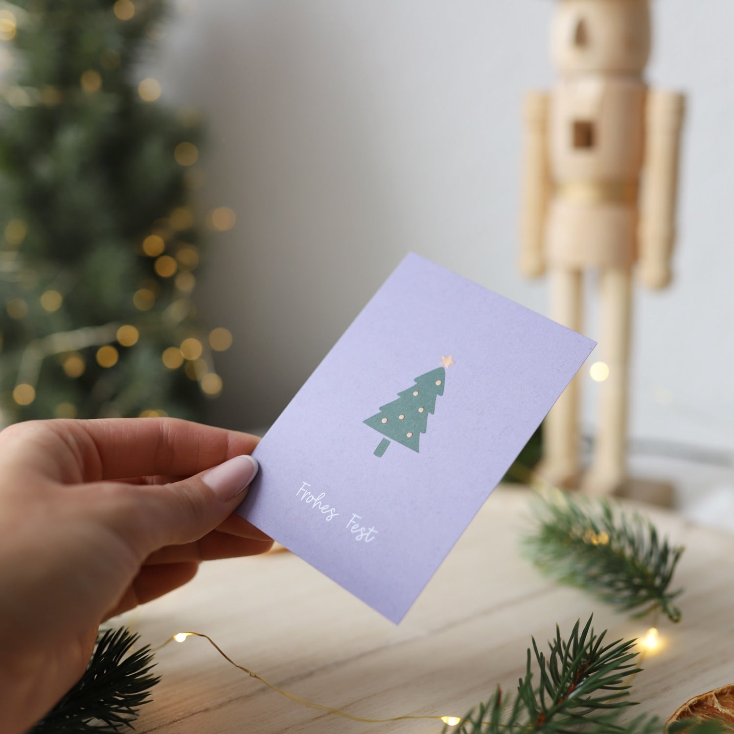 Karte A7 „Frohes Fest" mit Lack