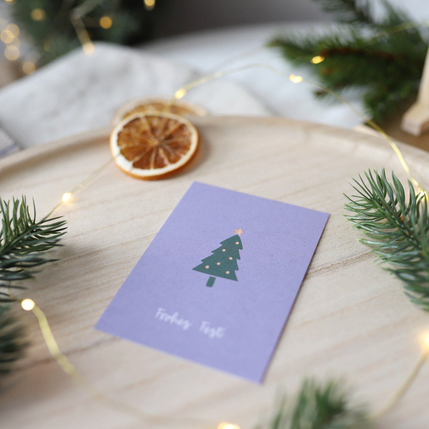 Karte A7 „Frohes Fest" mit Lack