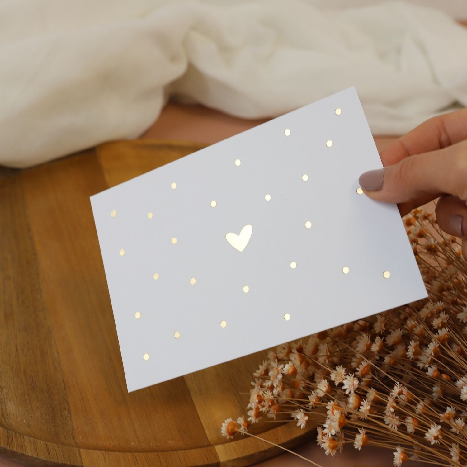 Postkarte „Herz", weiß