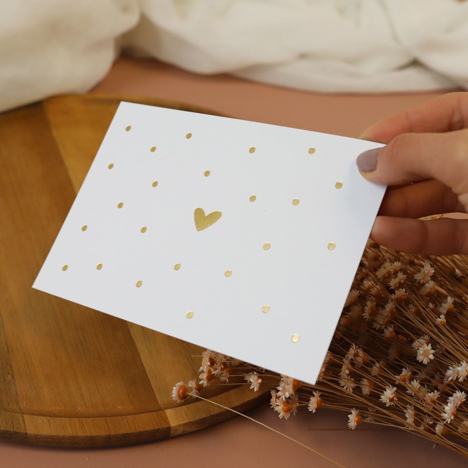 Postkarte „Herz", weiß