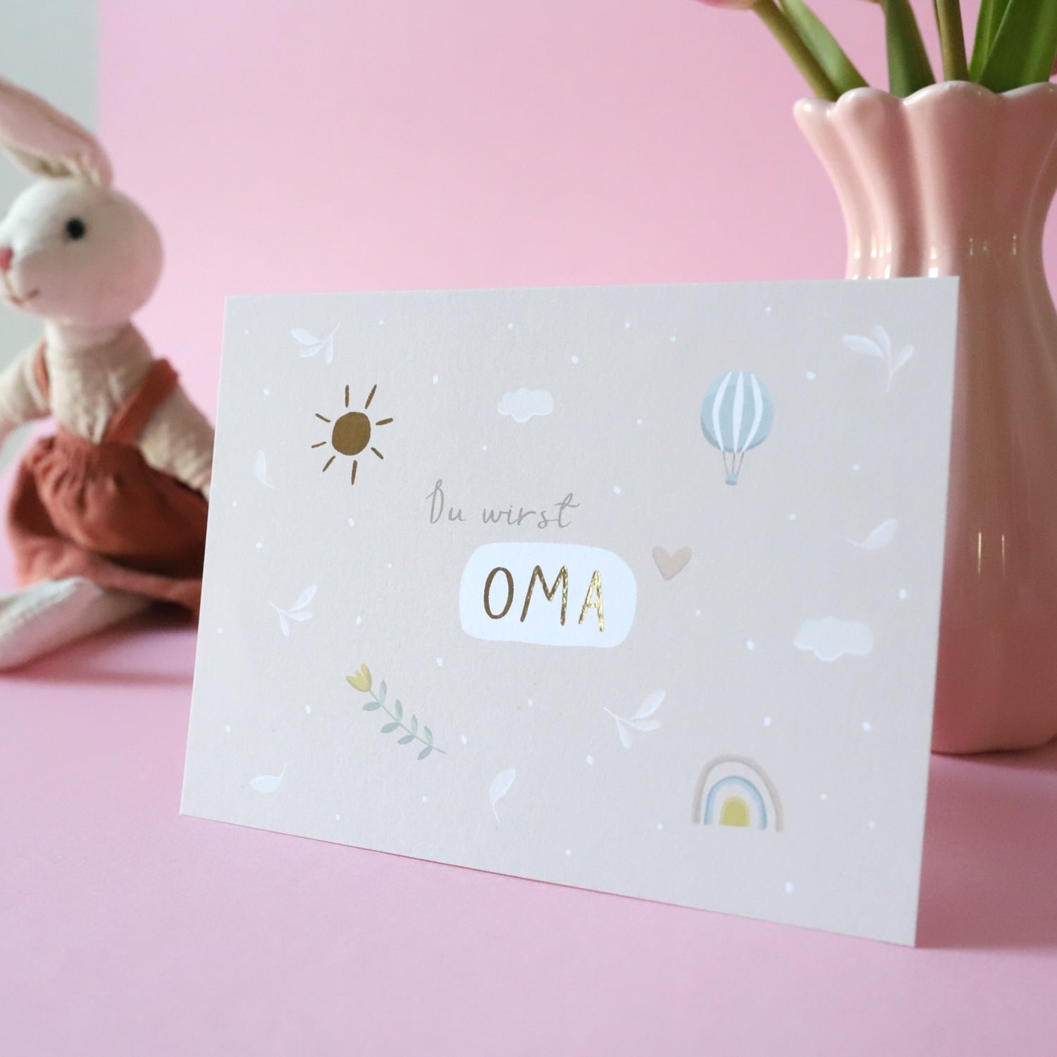 Postkarte „Du wirst Oma“ mit Gold