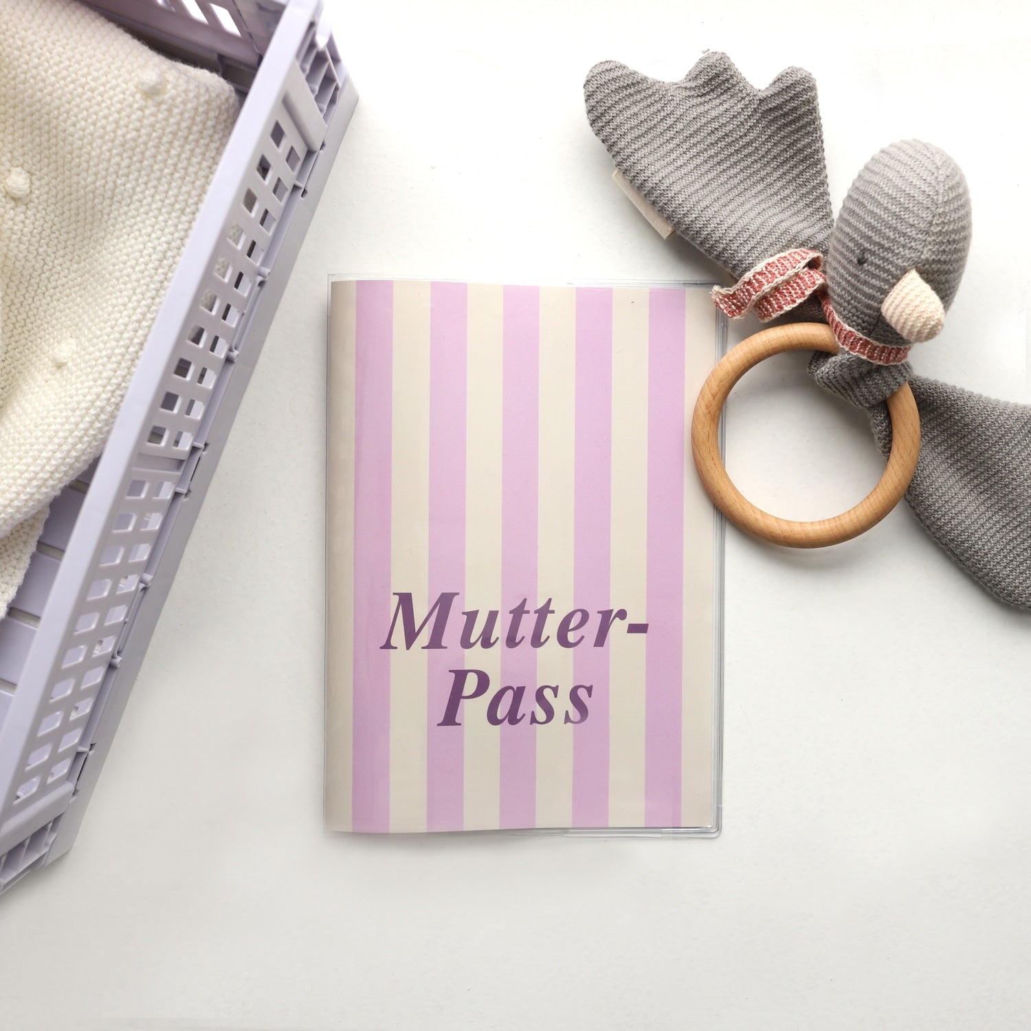 Mutterpass-Hülle „Streifen“, rosa