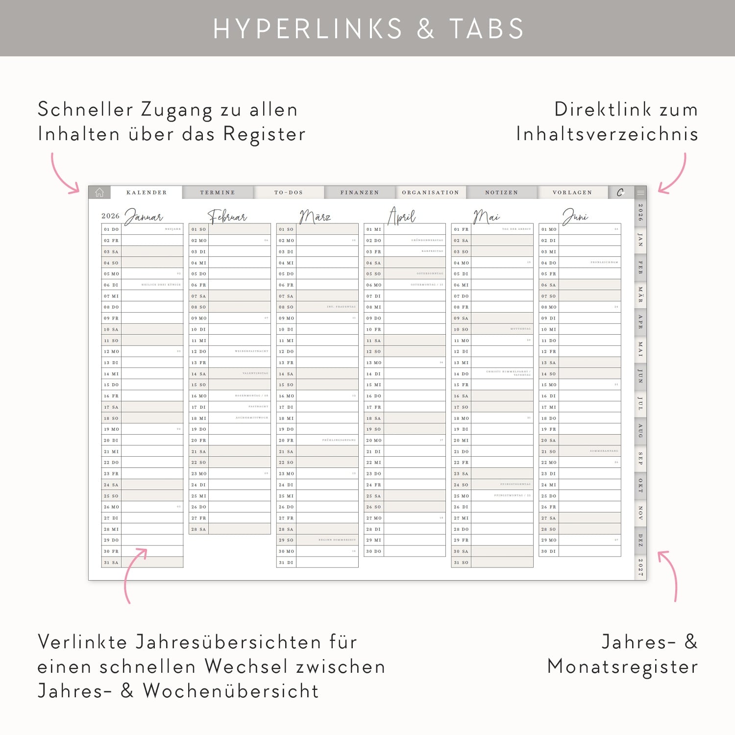 Digitaler Kalender 2026 „Celebrate"