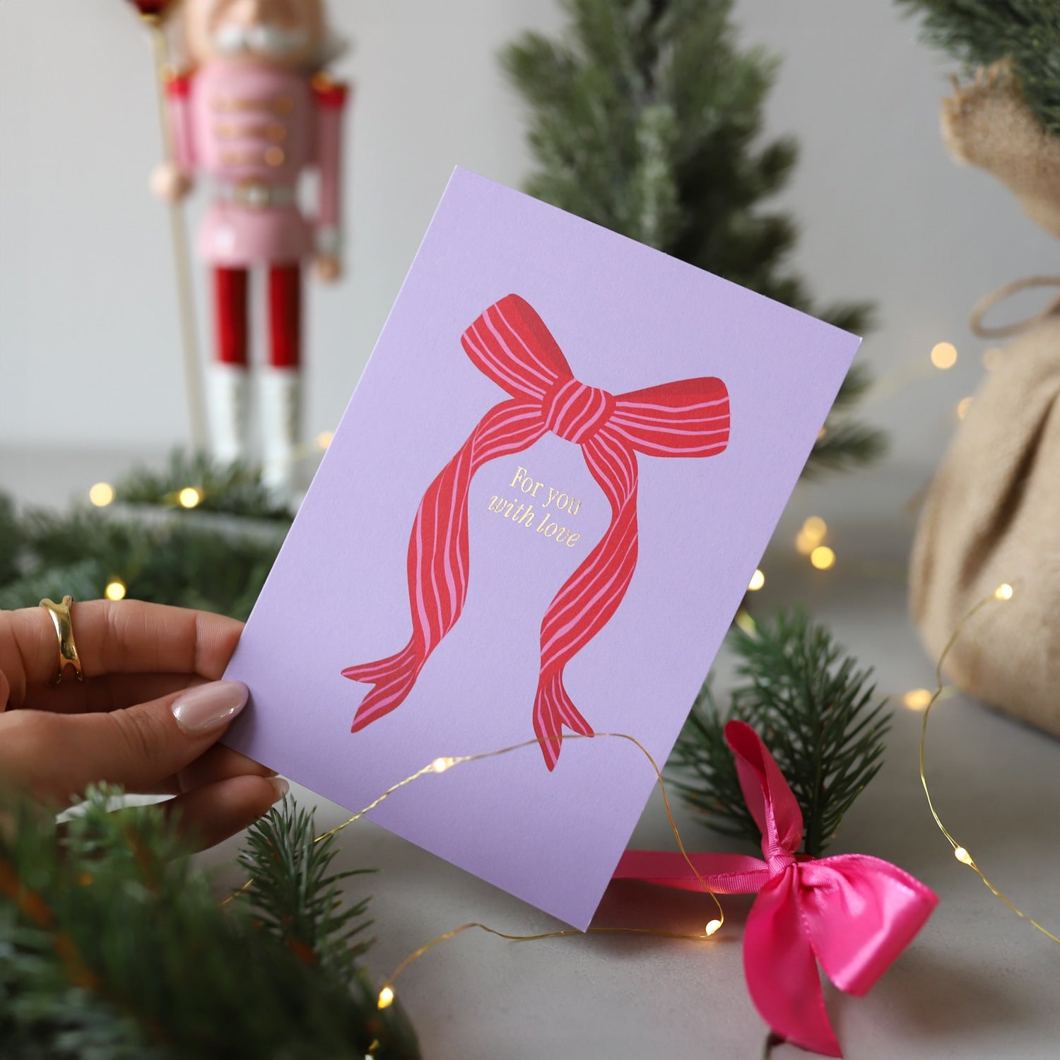 Postkarte „For you with love“ mit Gold