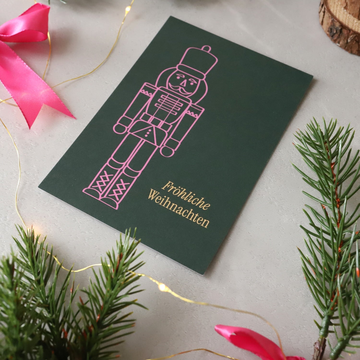 Postkarte „Fröhliche Weihnachten“ mit Gold