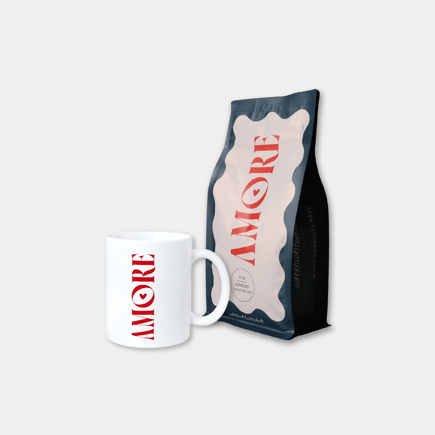 Bundle Tasse & Kaffee „Amore“, ganze Bohne, 250g