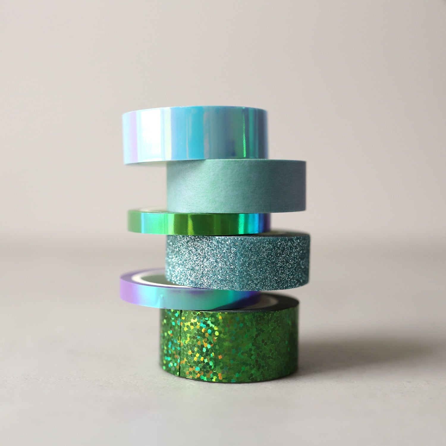 Washi-Tape 6er Set, grün-blau
