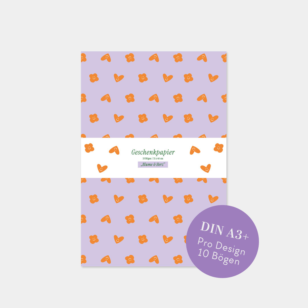 Geschenkpapier "Blume & Herz"