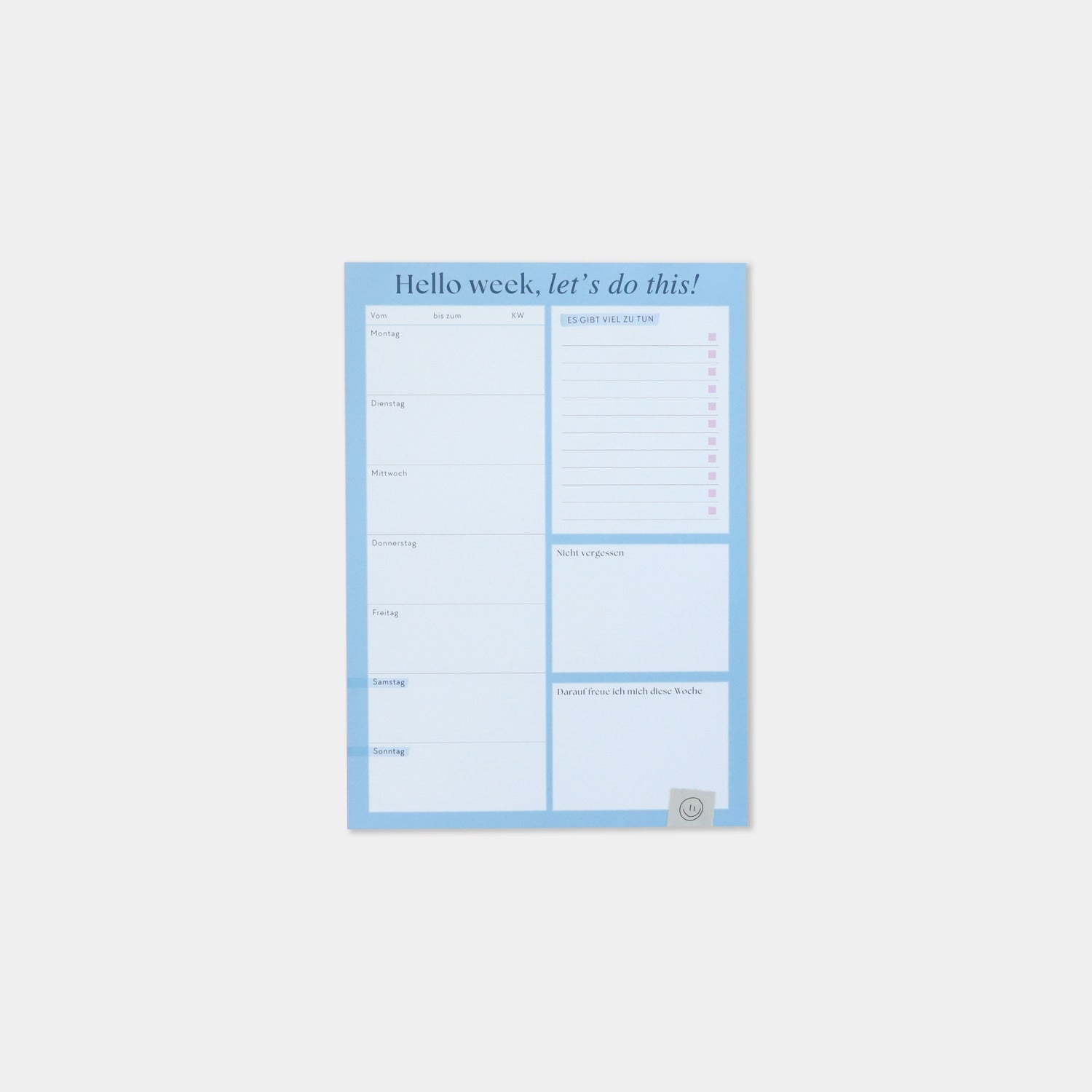 Notizblock A5 „Hello Week“