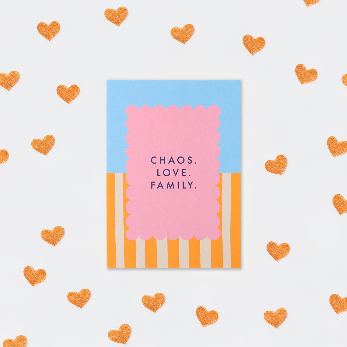 Postkarte A6 "Chaos. Love. Family"