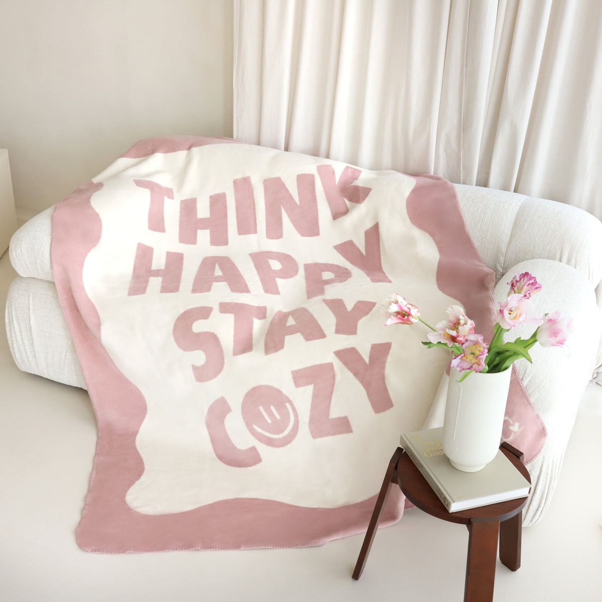 Kuscheldecke „Think happy“ - 150 x 200 cm