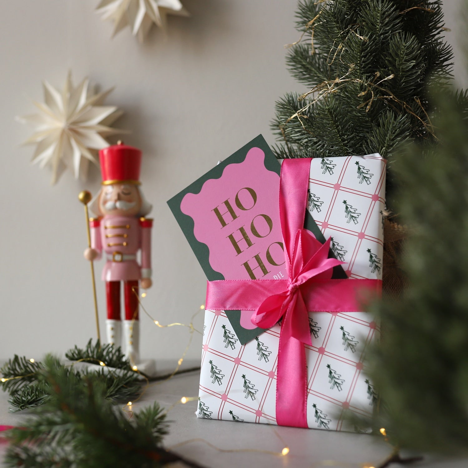 Postkarte „Ho Ho Hoch die Tassen“ mit Gold