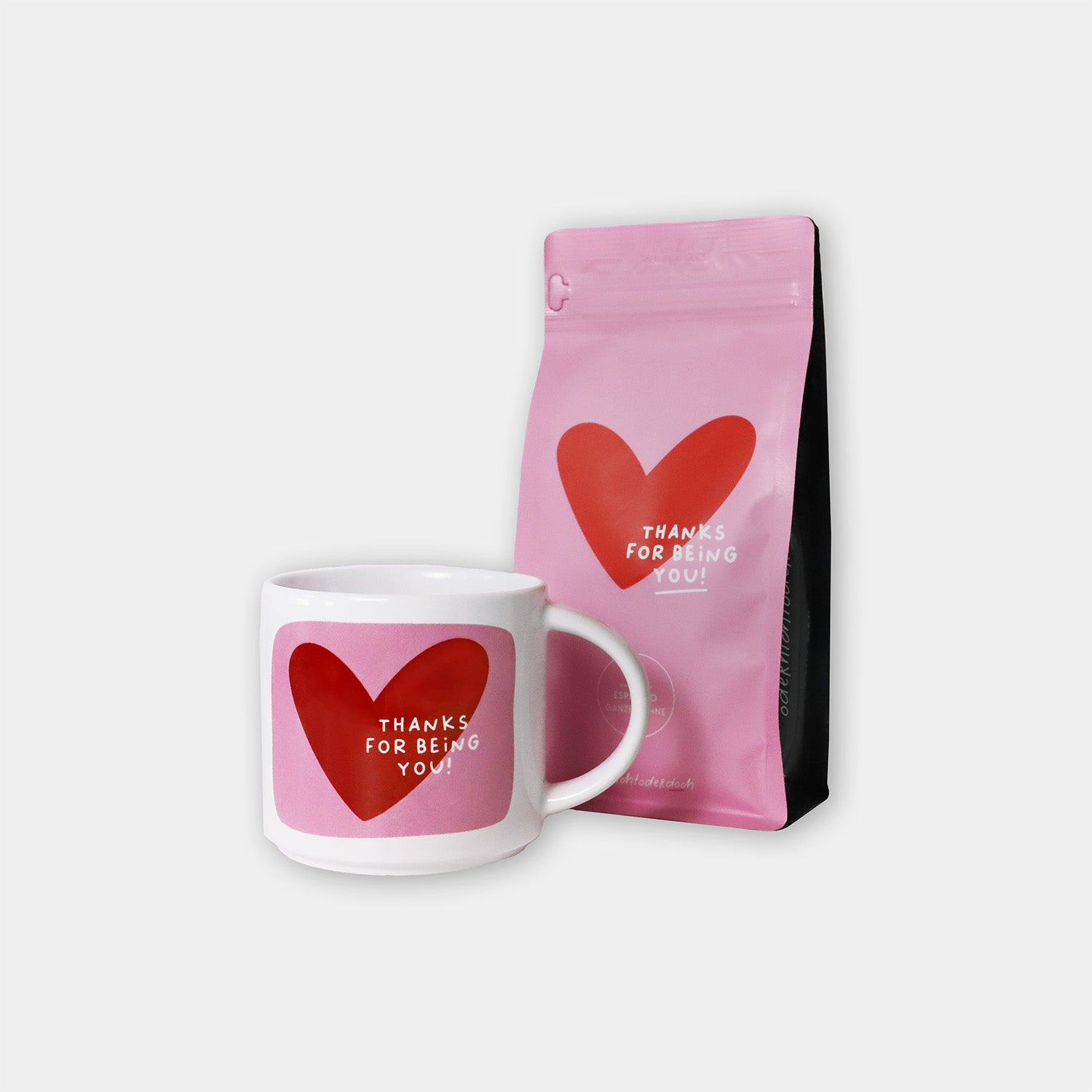 Bundle Tasse & Kaffee „Herz“, ganze Bohne, 250g
