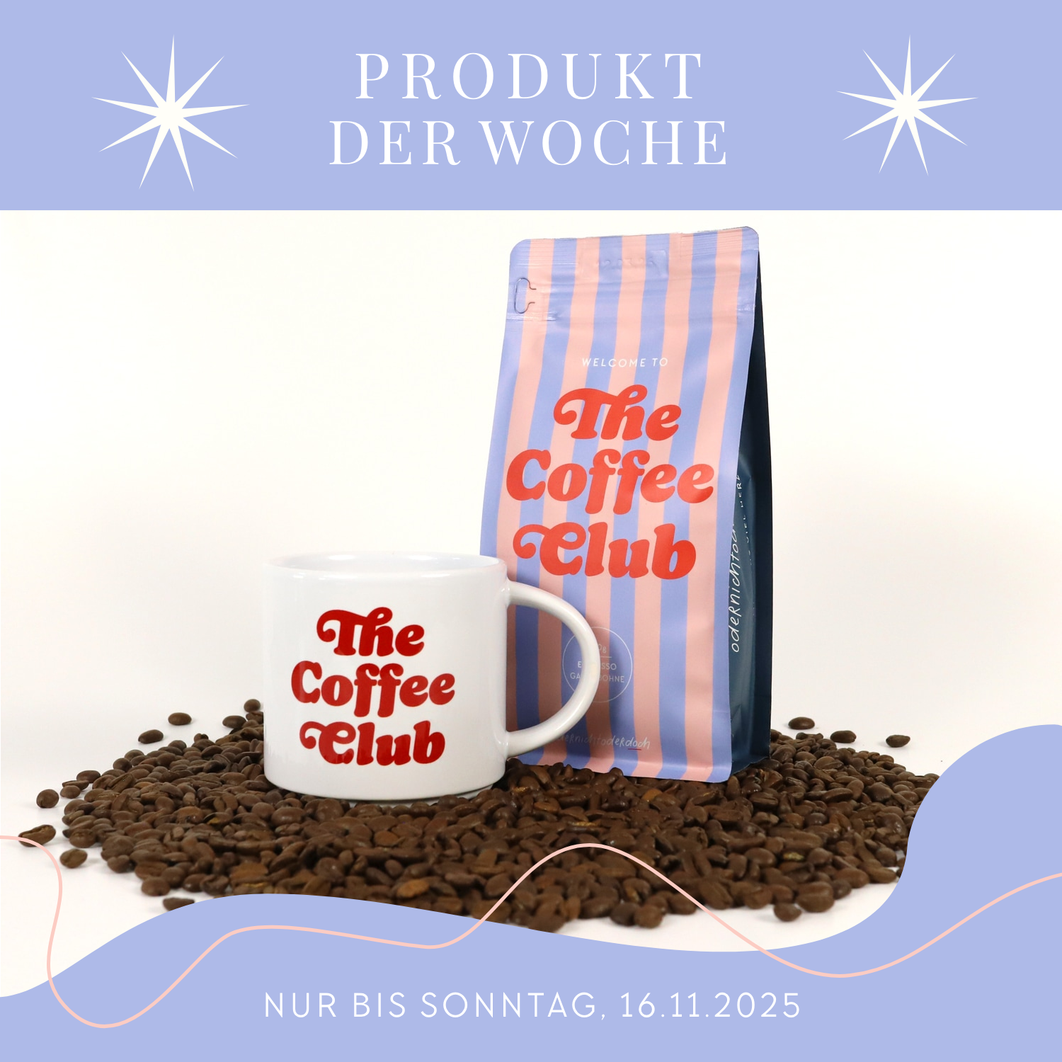 Bundle Tasse & Kaffee „The Coffee Club“, gestreift, ganze Bohne, 250g