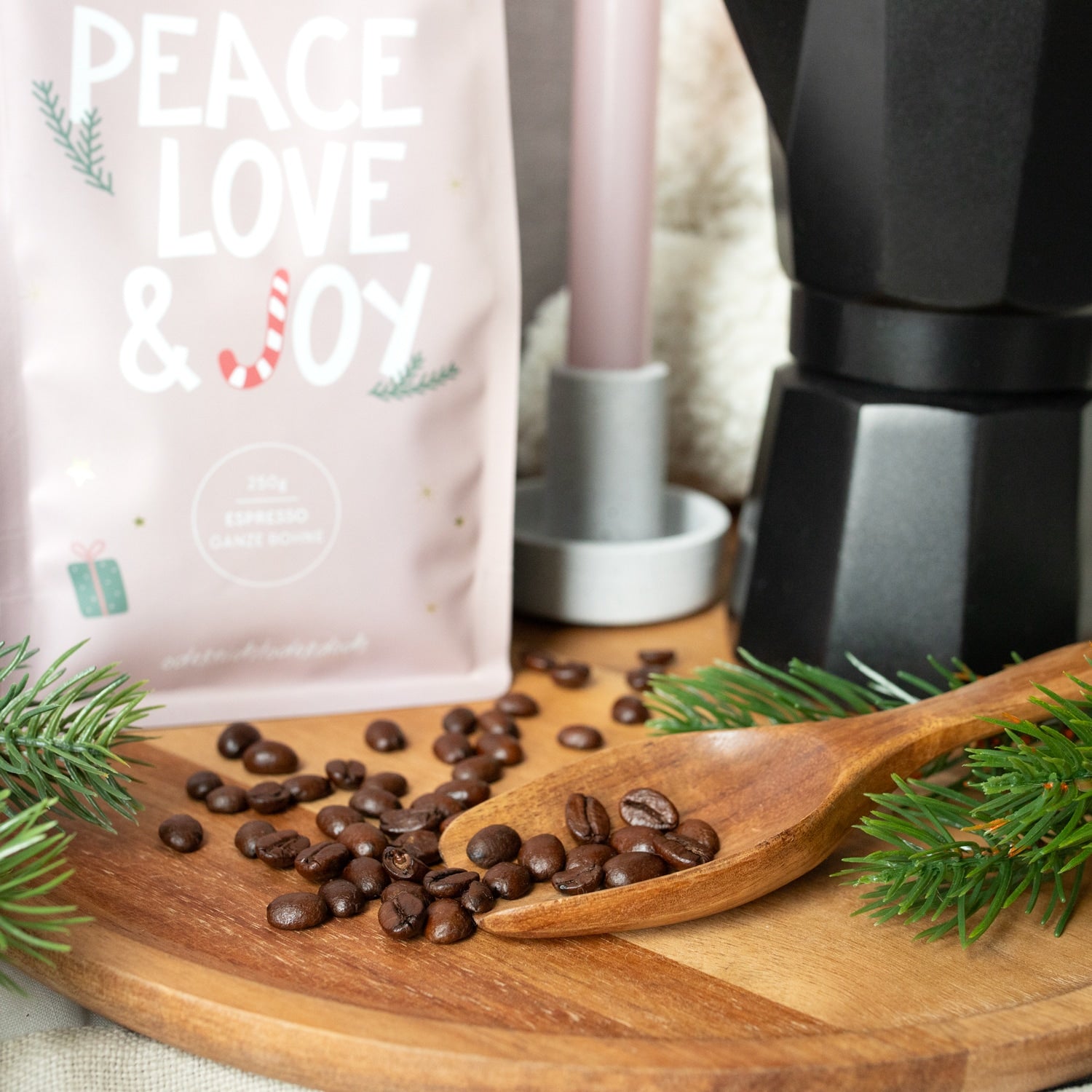 Kaffee „Peace, Love & Joy“ Ganze Bohne, 250 g