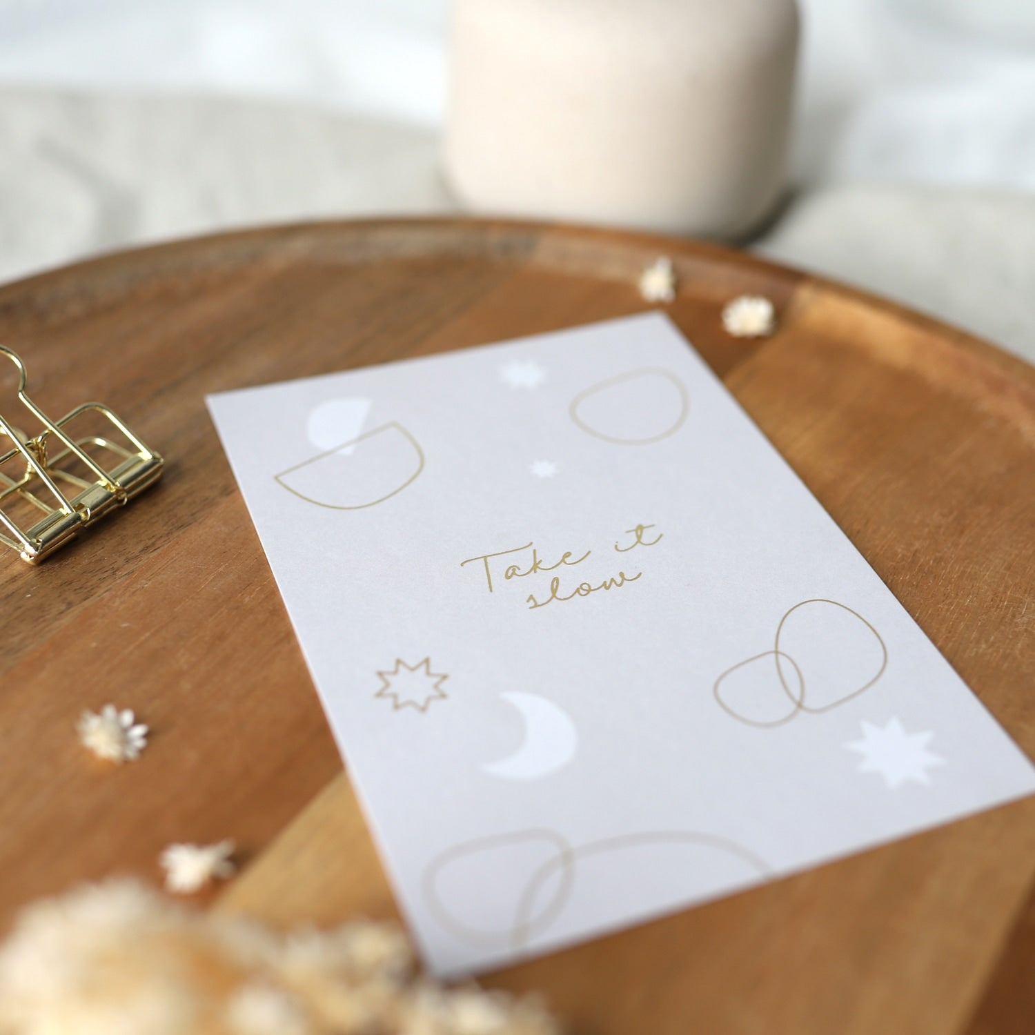 Postkarte „Take it slow" mit Gold