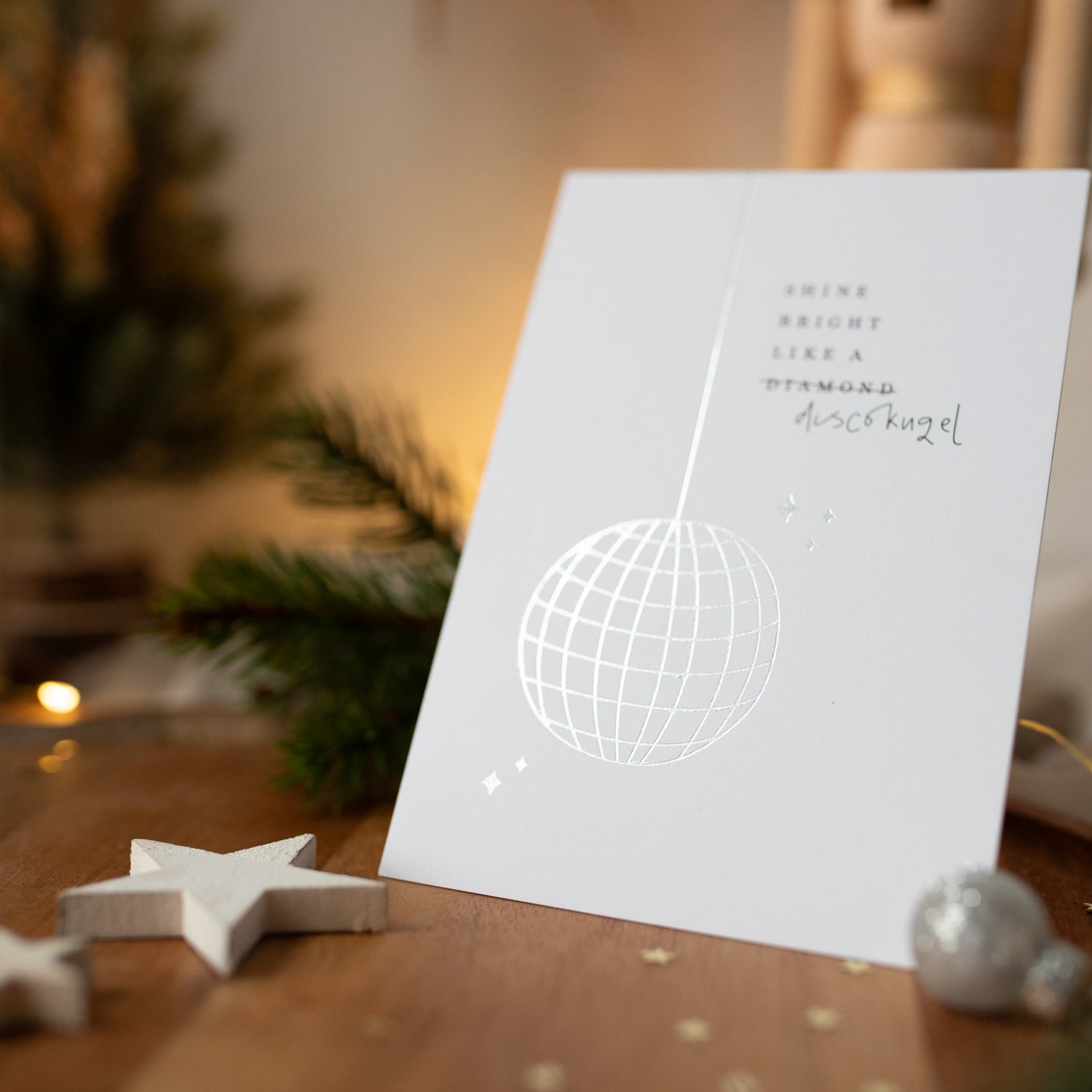 Postkarte „Shine bright" mit Silber