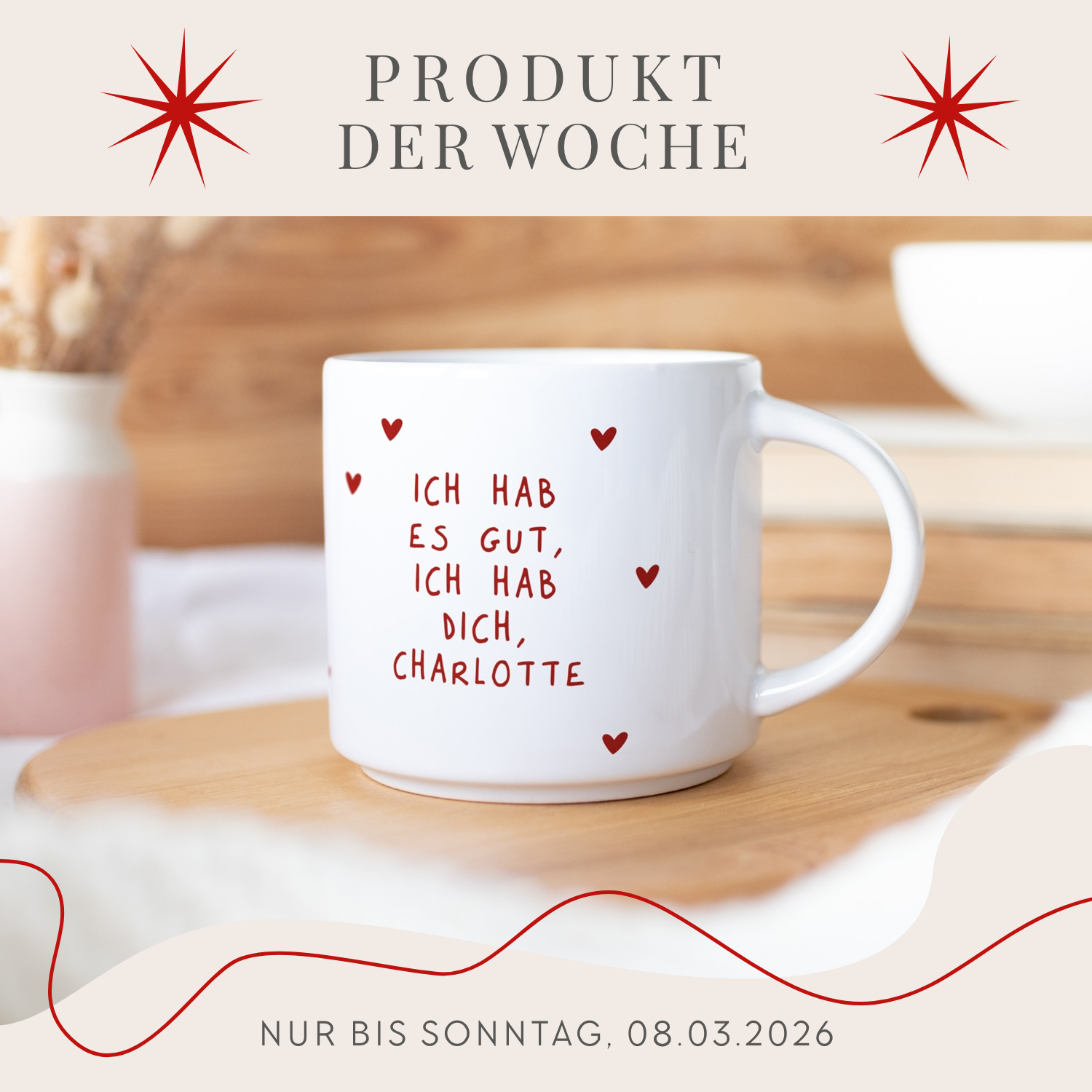 Jumbo-Tasse „Ich hab es gut", personalisierbar