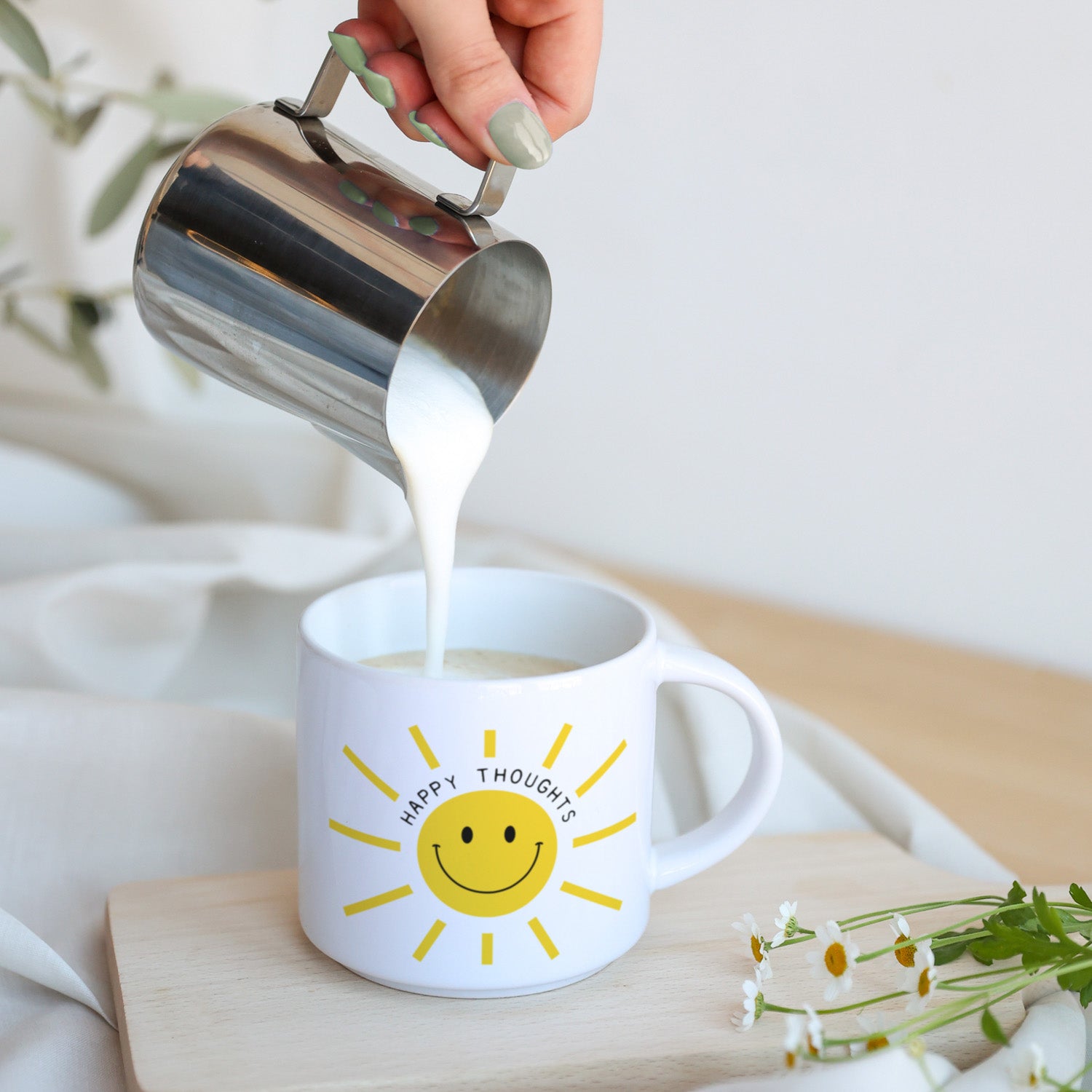 Jumbo-Tasse „Happy thoughts“