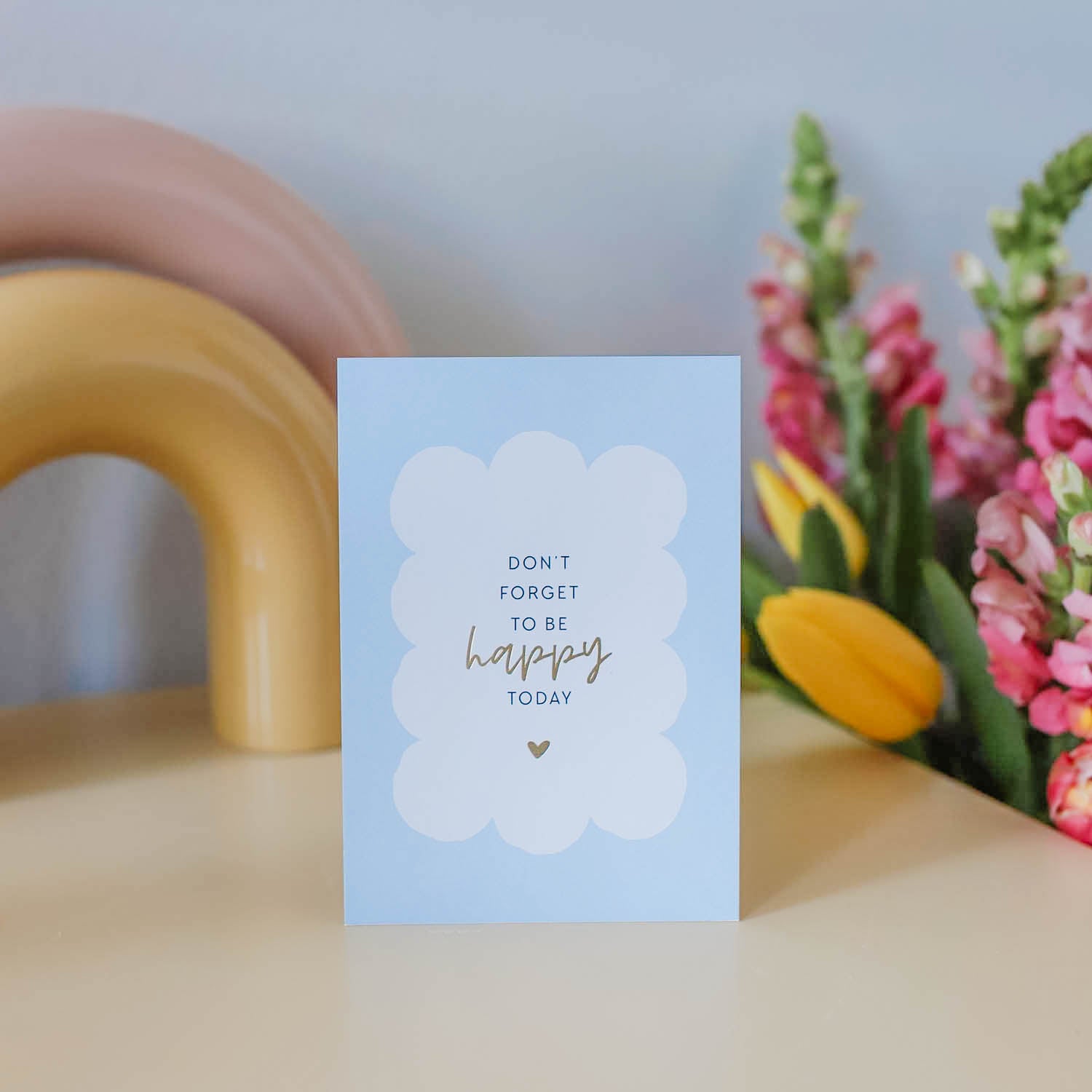 Postkarte „Be happy today“ mit Gold