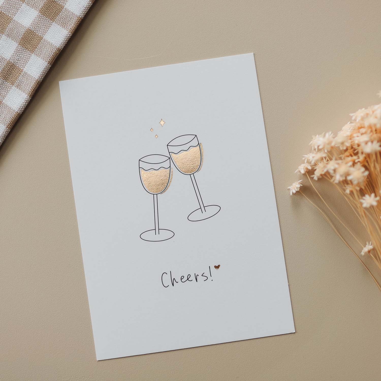 Postkarte „Cheers“ mit Gold