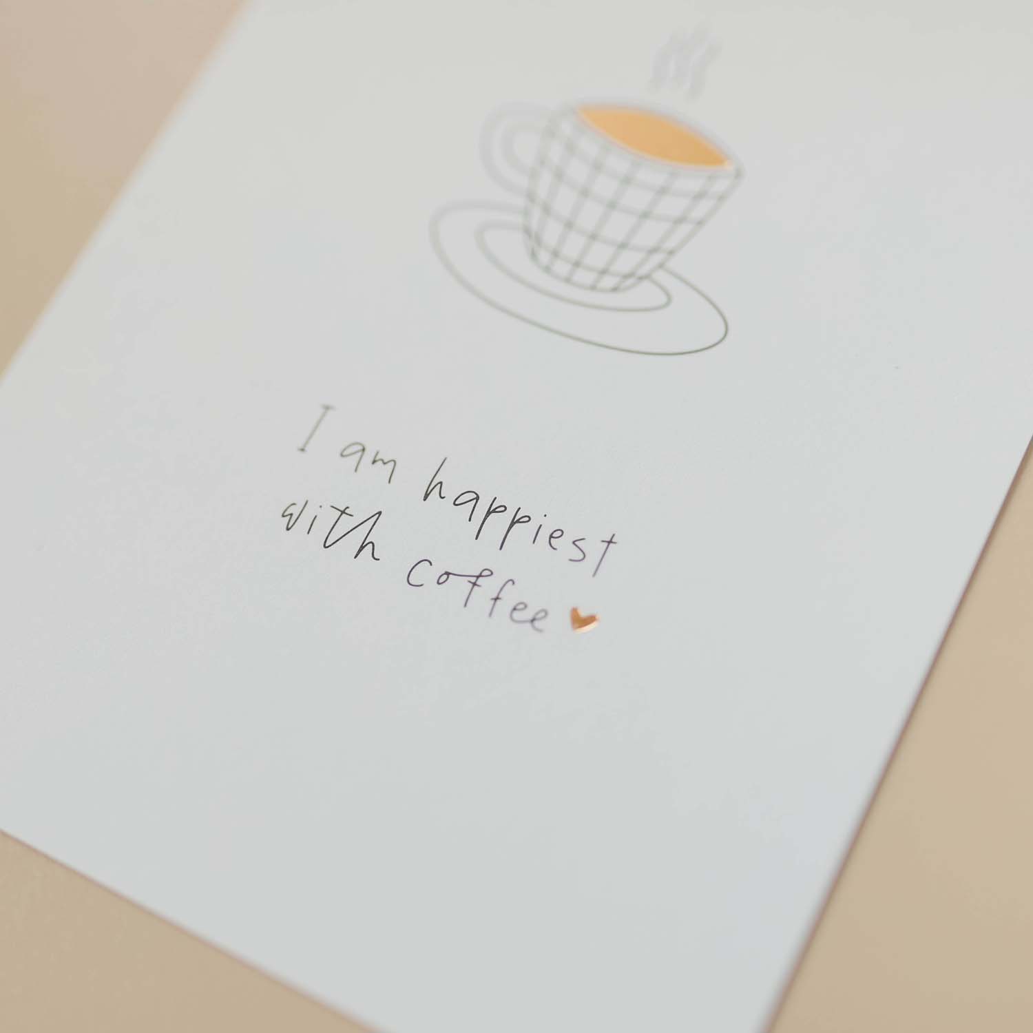 Postkarte „Happiest with Coffee“ mit Gold