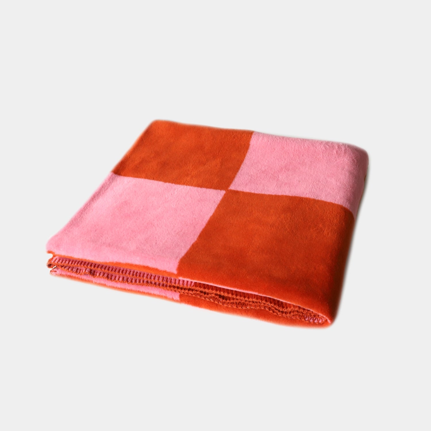 Kuscheldecke, orange-pink, kariert - 150 x 200 cm
