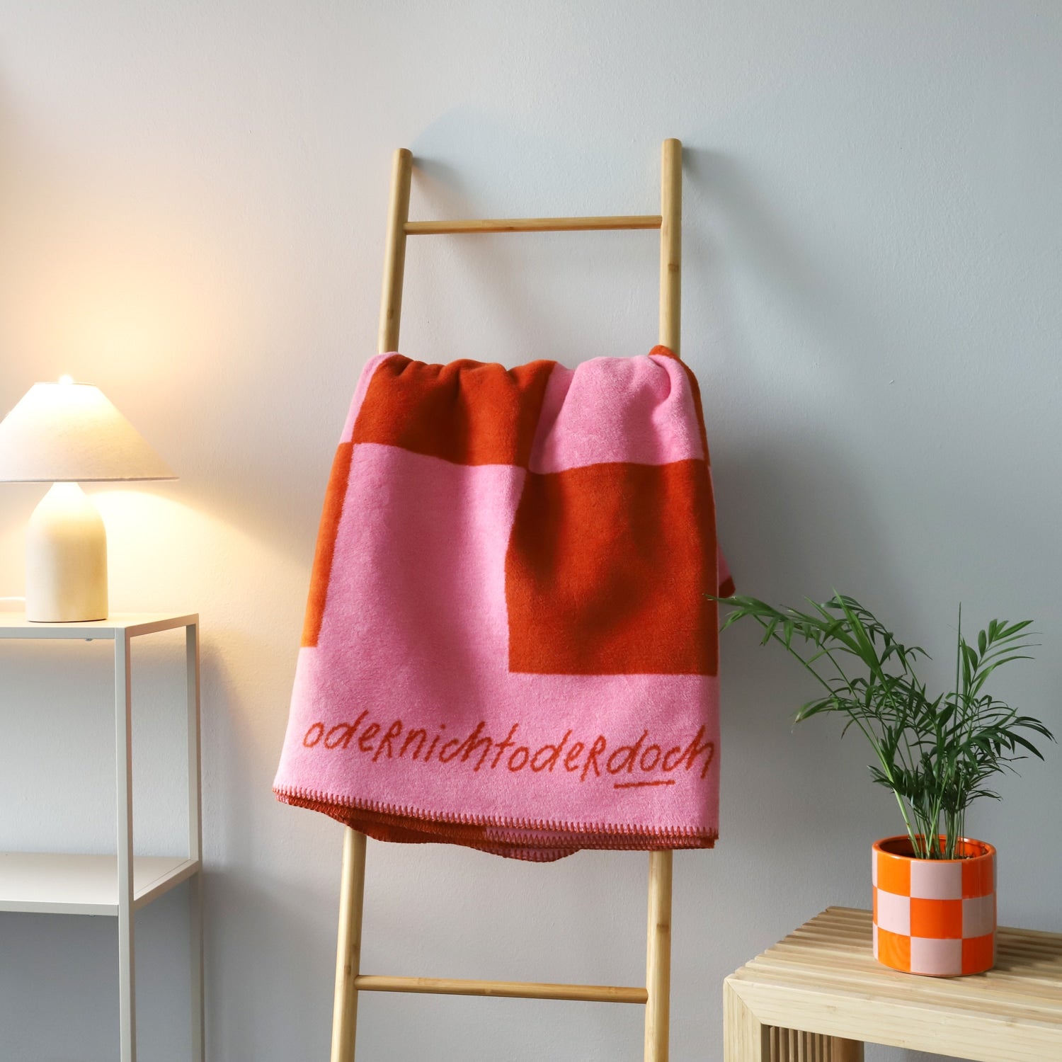 Kuscheldecke, orange-pink, kariert - 150 x 200 cm