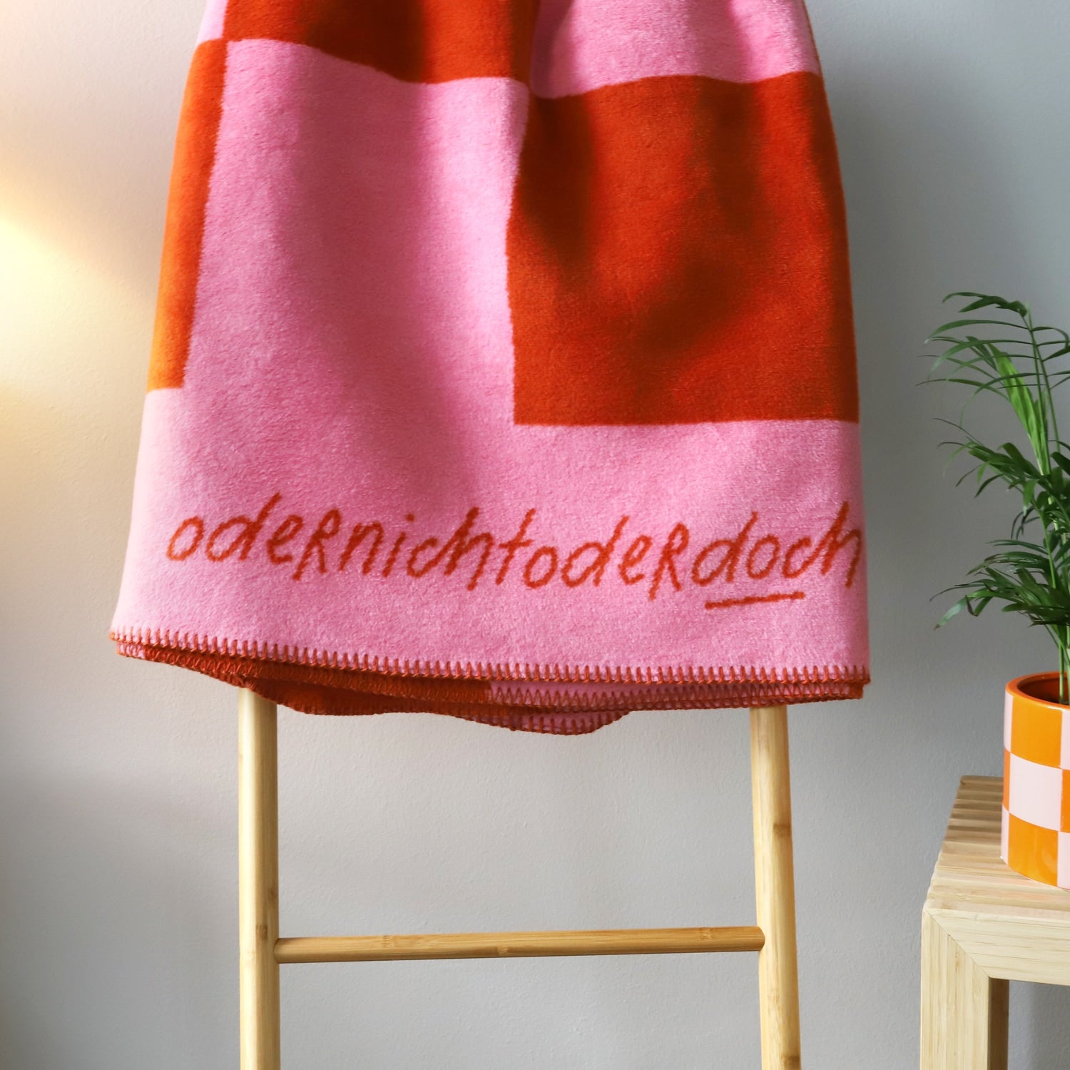 Kuscheldecke, orange-pink, kariert - 150 x 200 cm