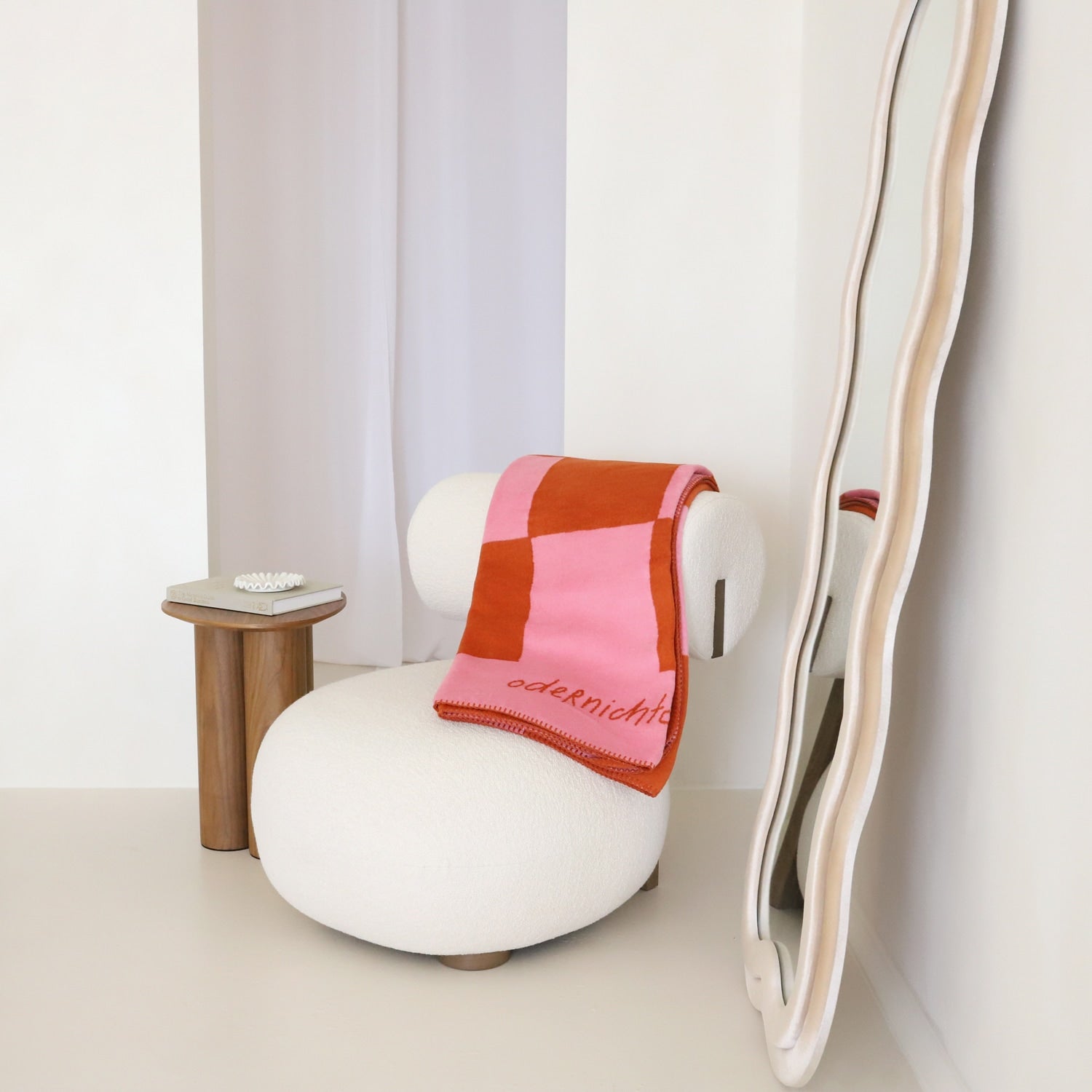 Kuscheldecke, orange-pink, kariert - 150 x 200 cm