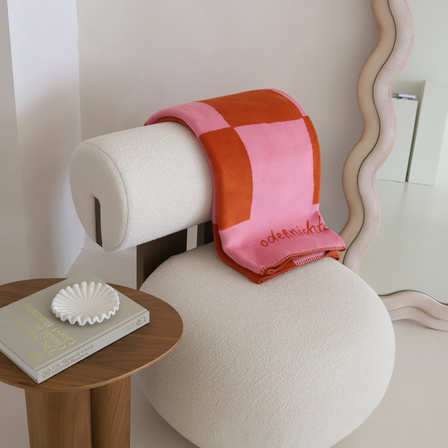 Kuscheldecke, orange-pink, kariert - 150 x 200 cm