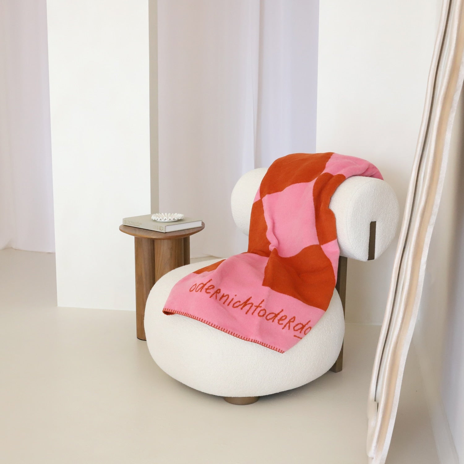 Kuscheldecke, orange-pink, kariert - 150 x 200 cm