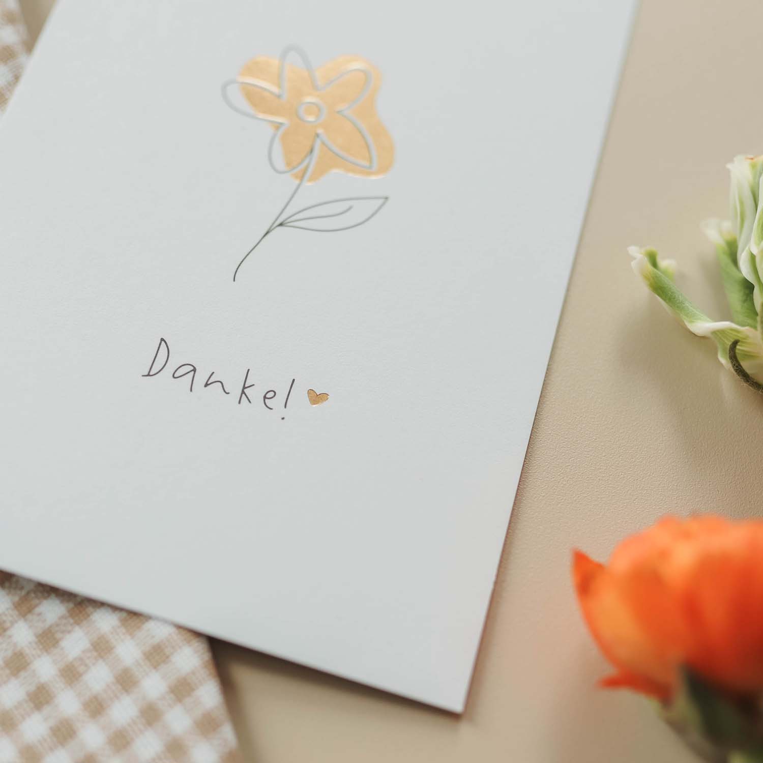 Postkarte „Danke“ mit Gold