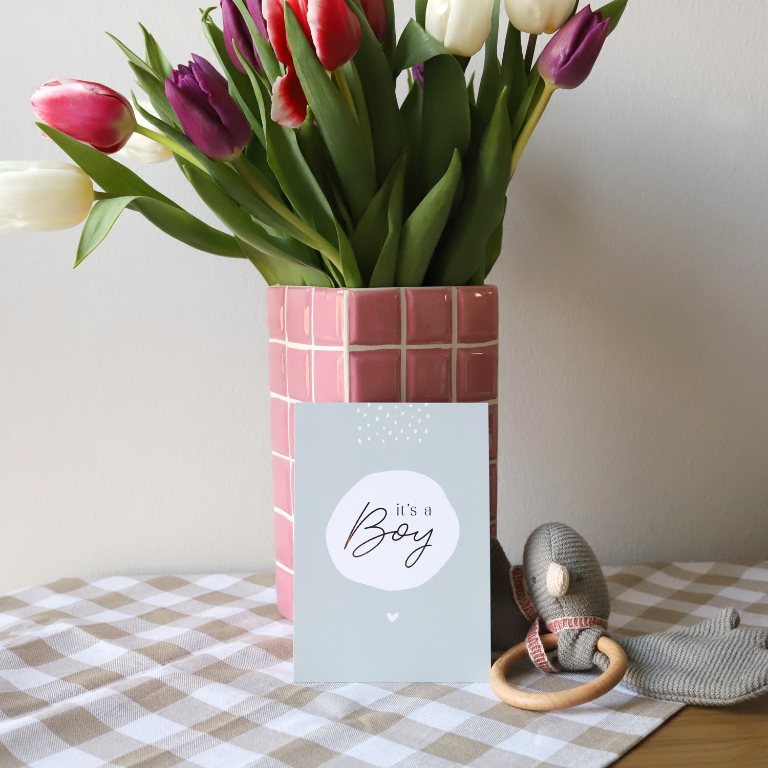 Postkarte „It's a Boy“ mit Gold