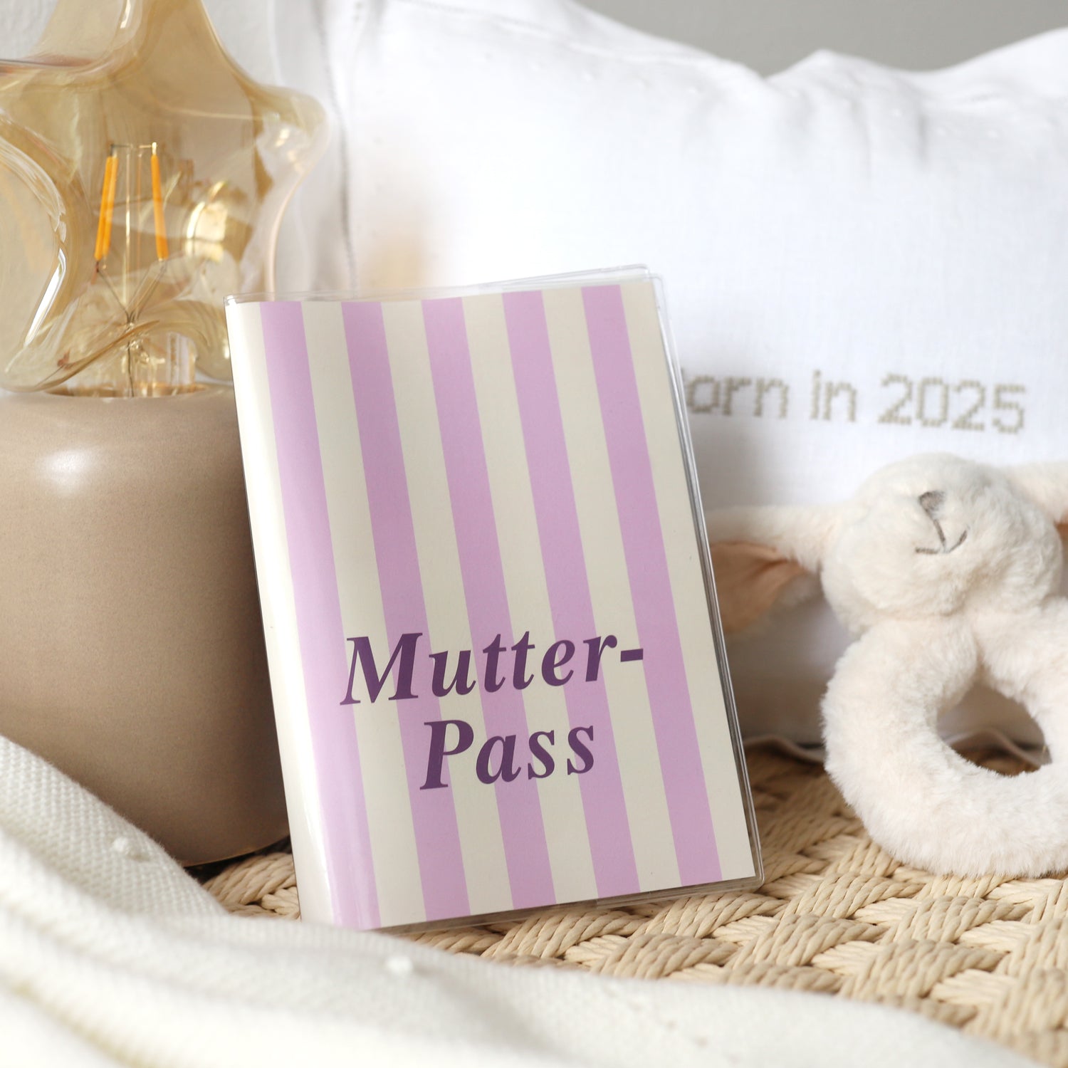 Mutterpass-Hülle „Streifen“, rosa