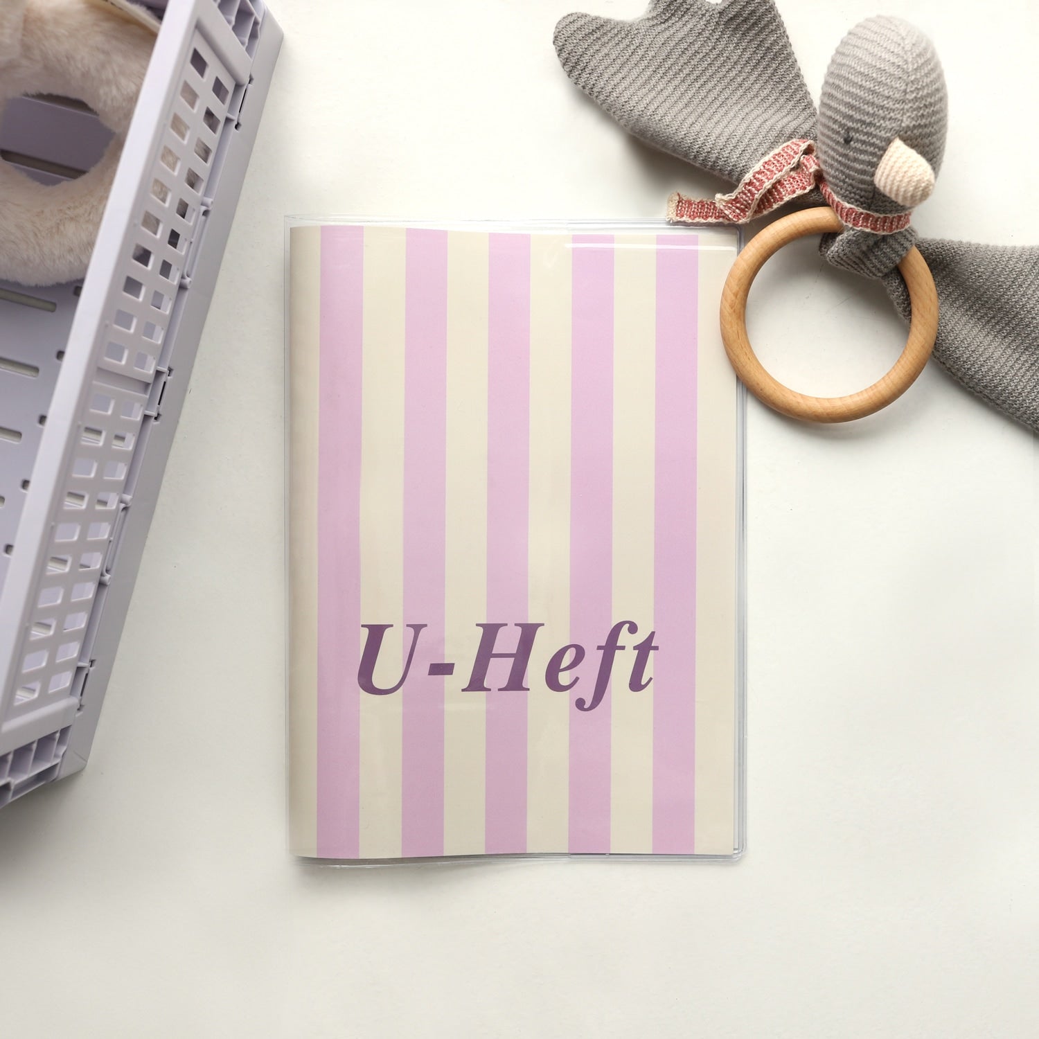 U-Heft-Hülle „Streifen“, rosa