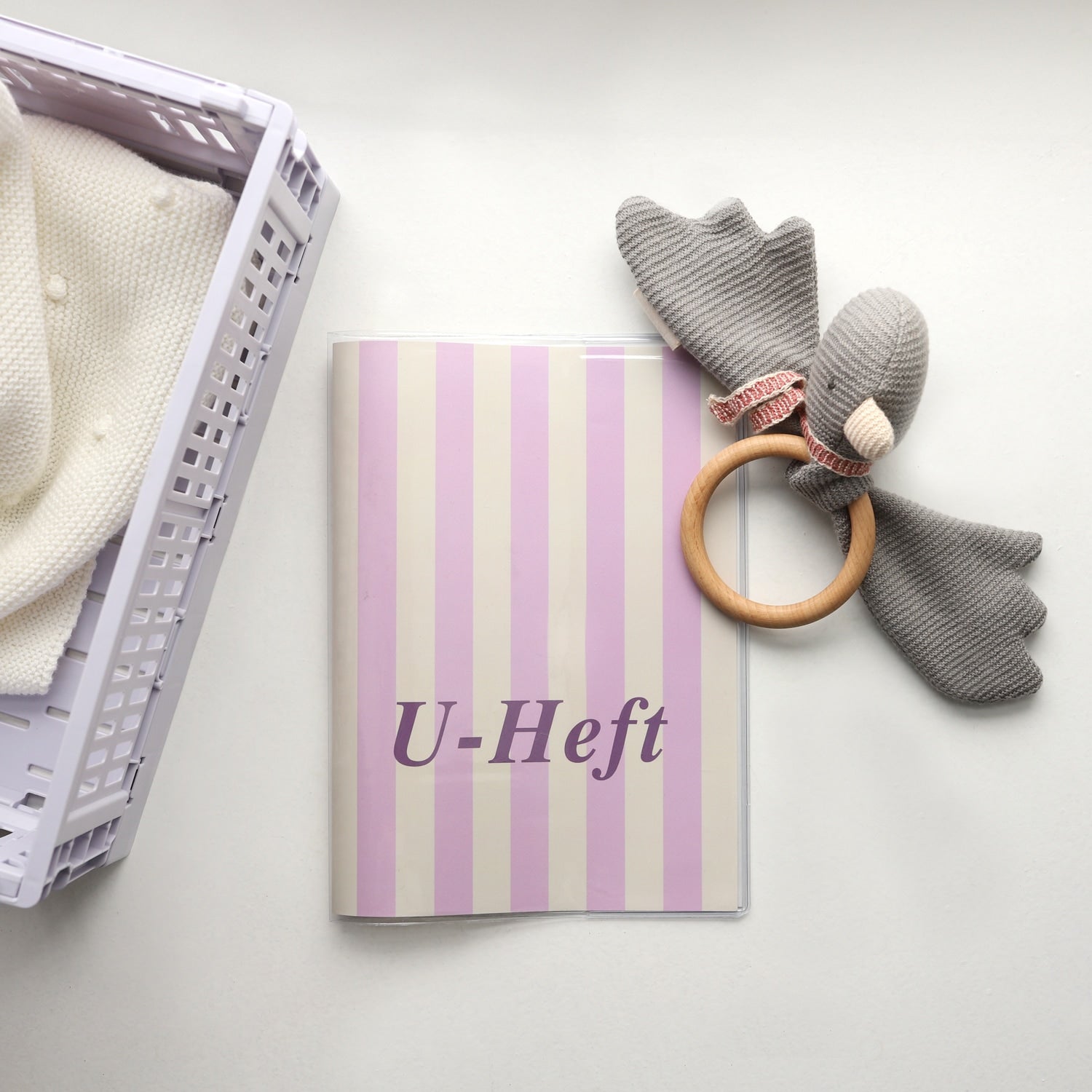 U-Heft-Hülle „Streifen“, rosa