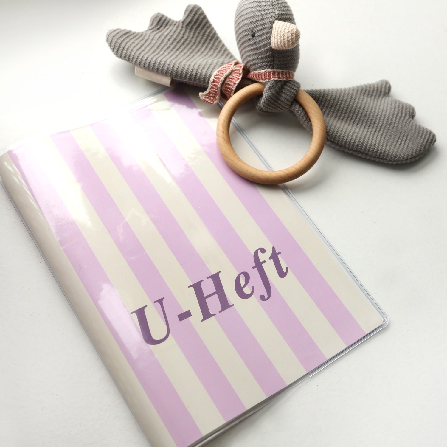 U-Heft-Hülle „Streifen“, rosa