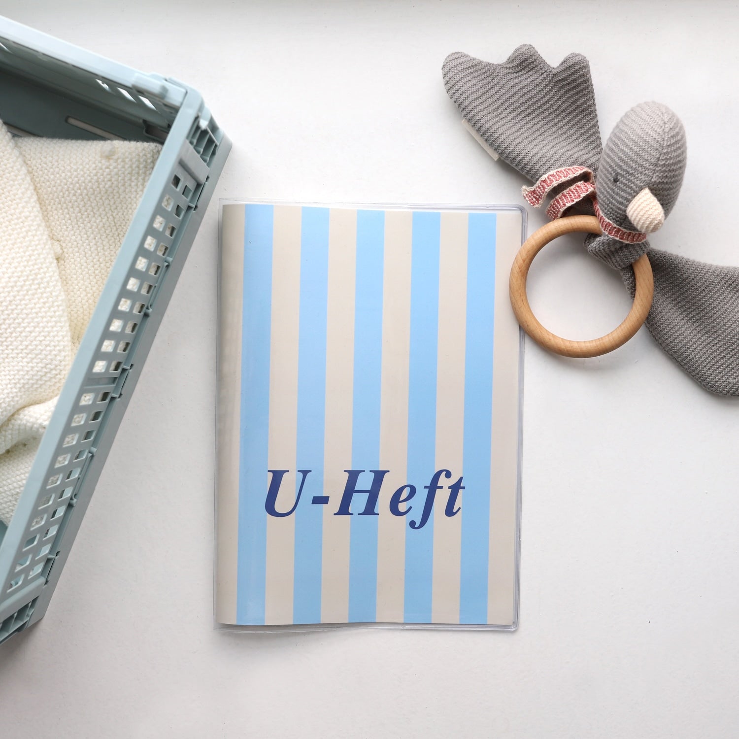 U-Heft-Hülle „Streifen“, blau