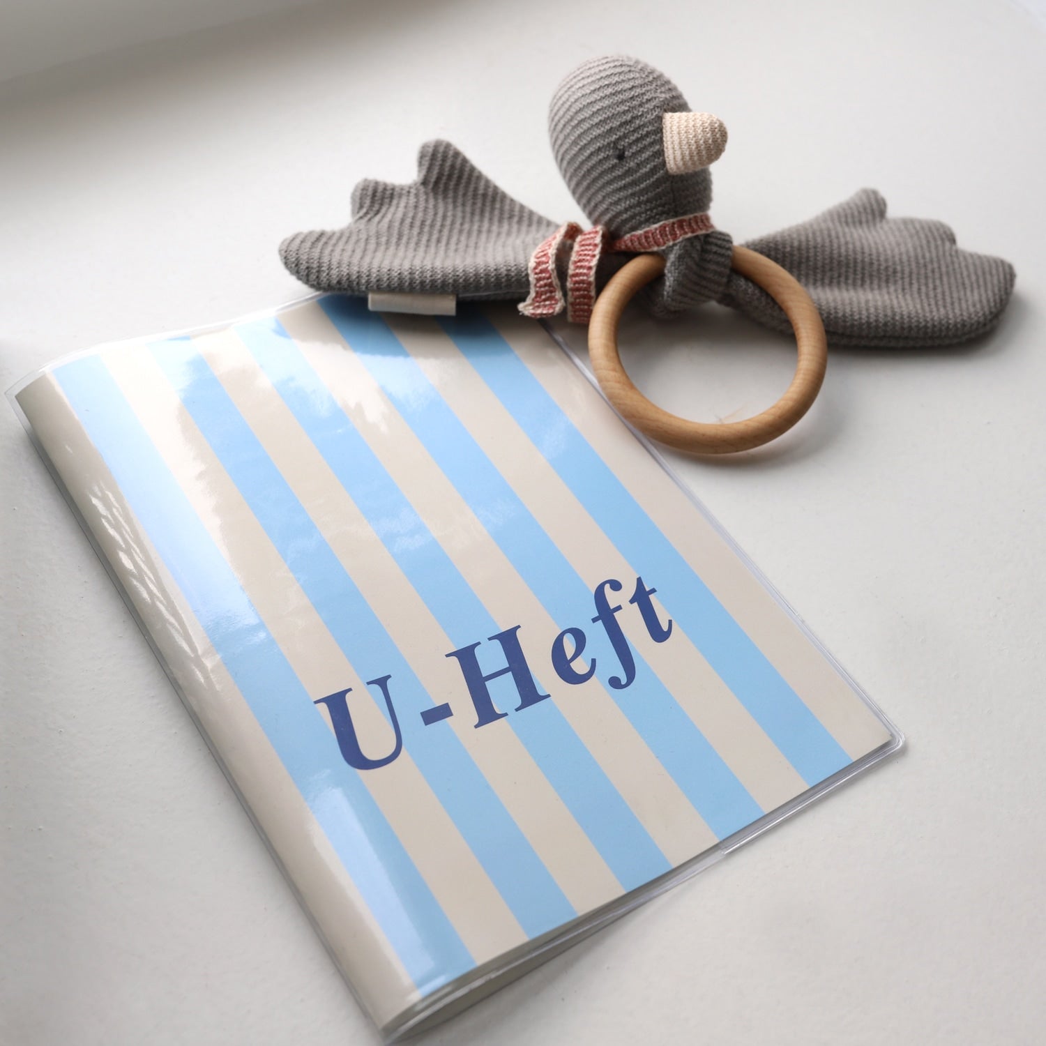 U-Heft-Hülle „Streifen“, blau
