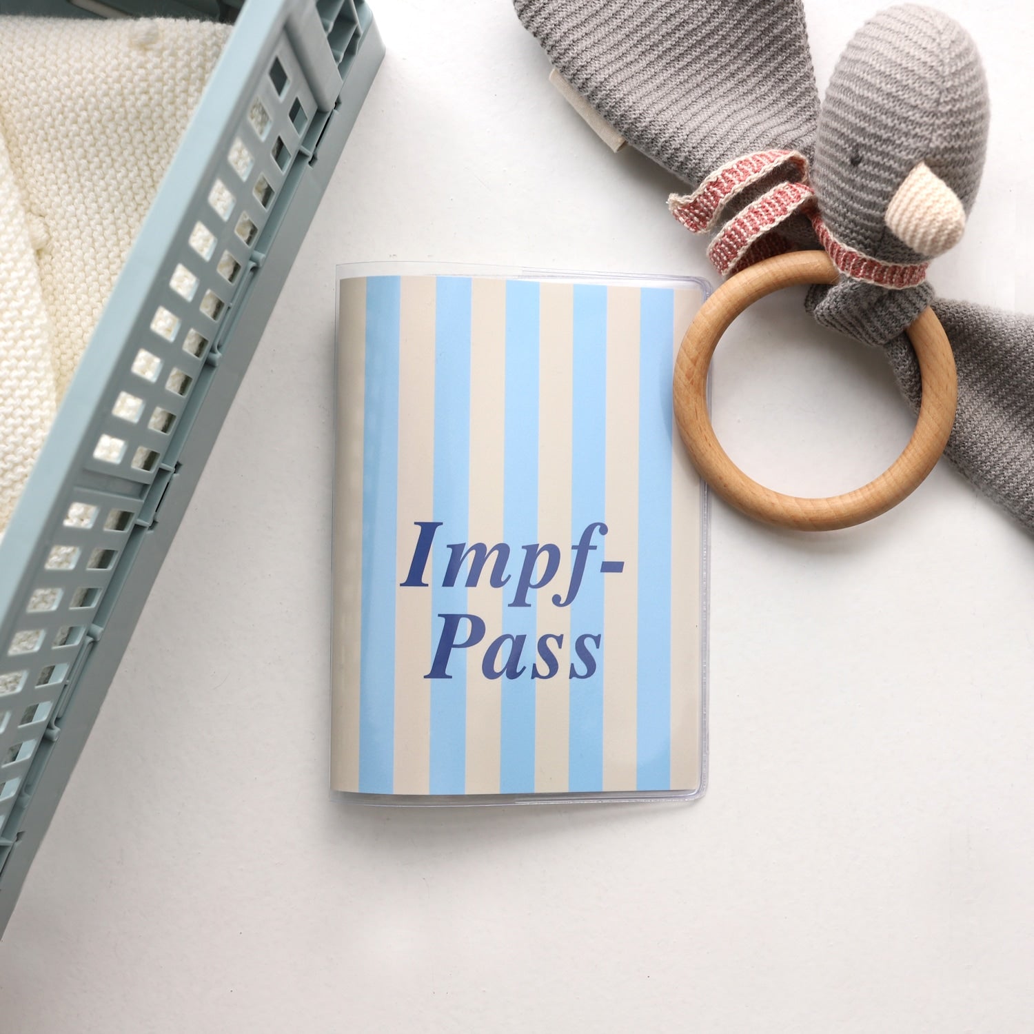 Impfpass-Hülle „Streifen“, blau