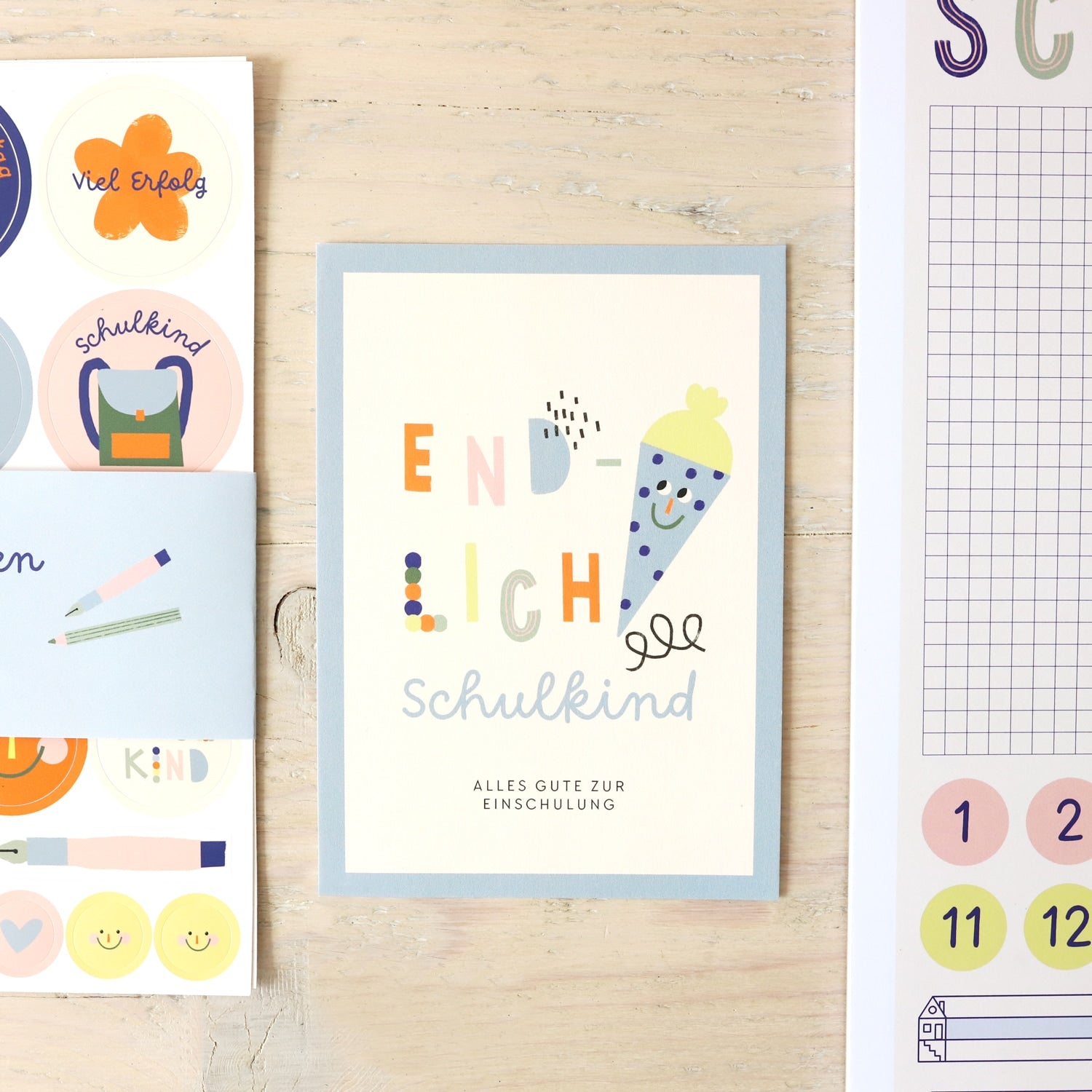 Postkarte „Endlich Schulkind“