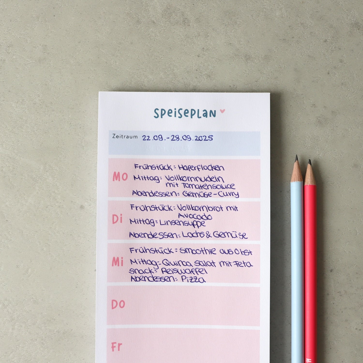 Notizblock DIN lang „Speiseplan"