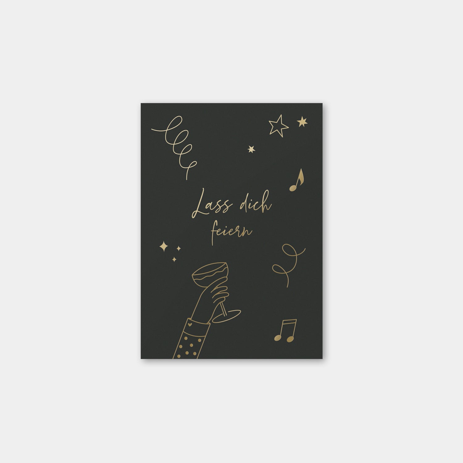 Postkarte „Lass dich feiern“ mit Gold