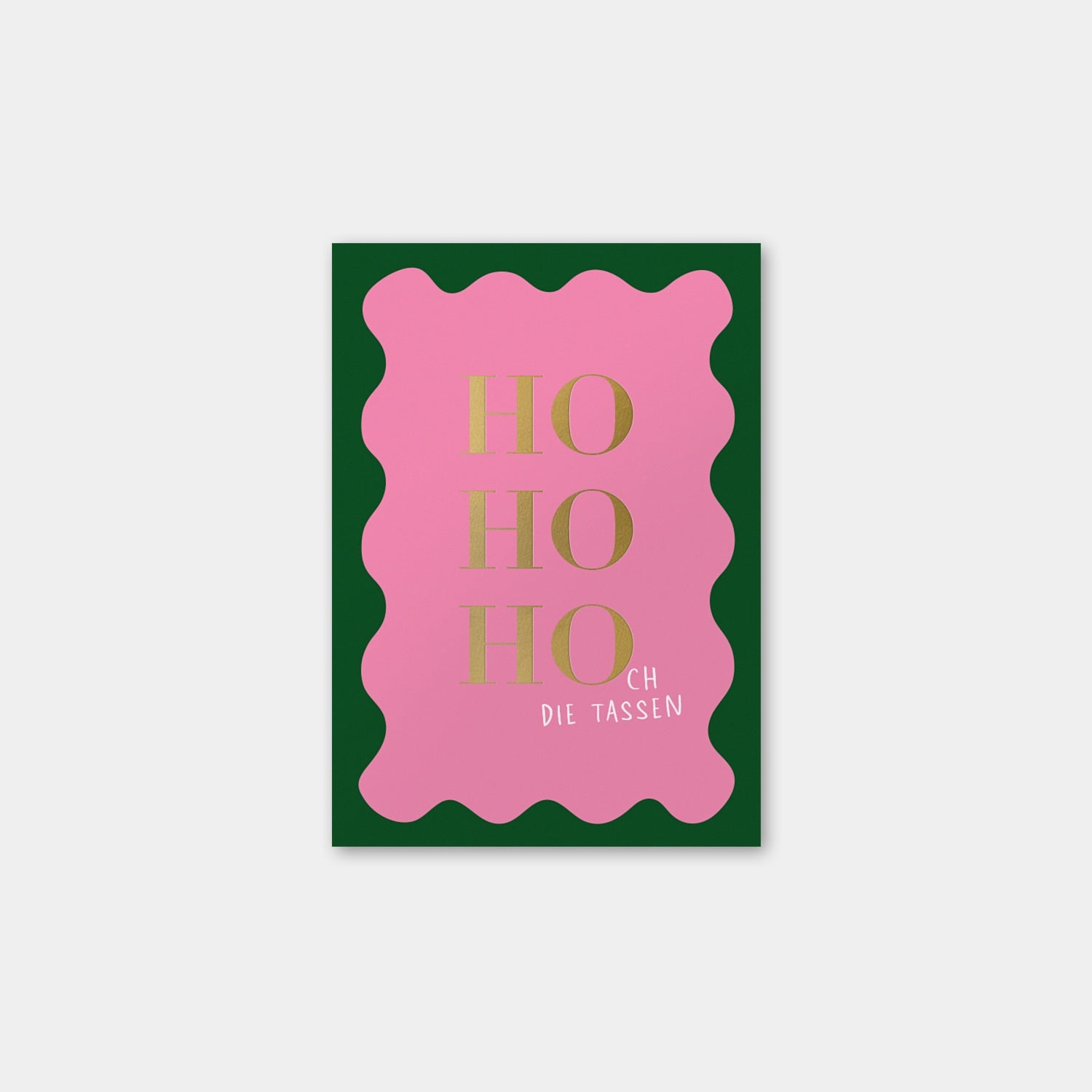 Postkarte „Ho Ho Hoch die Tassen“ mit Gold